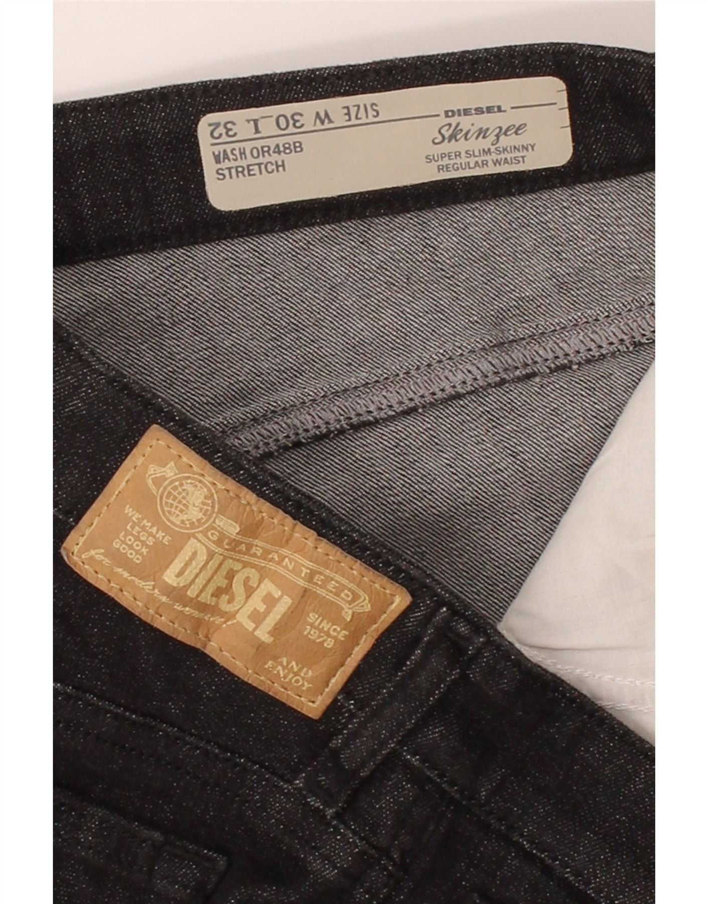 Diesel Womens Skinzee Regular Super Slim Skinny Jeans W30 L32 Black Size 24" / US 00 / IT 34 - 3 Thumbnail