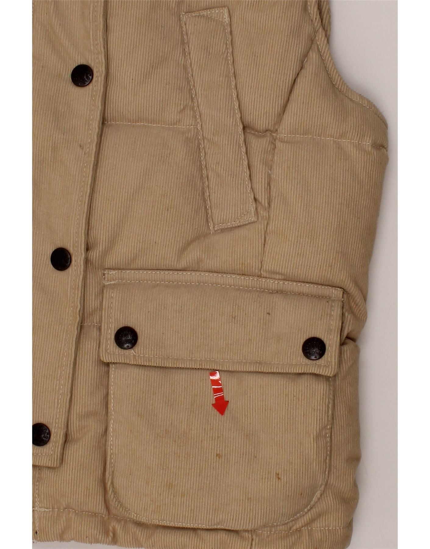 Ralph Lauren Womens Padded Gilet UK 14 Medium Beige Pinstripe Cotton Size M / US 6-8 / IT 42-44 - 5 Thumbnail