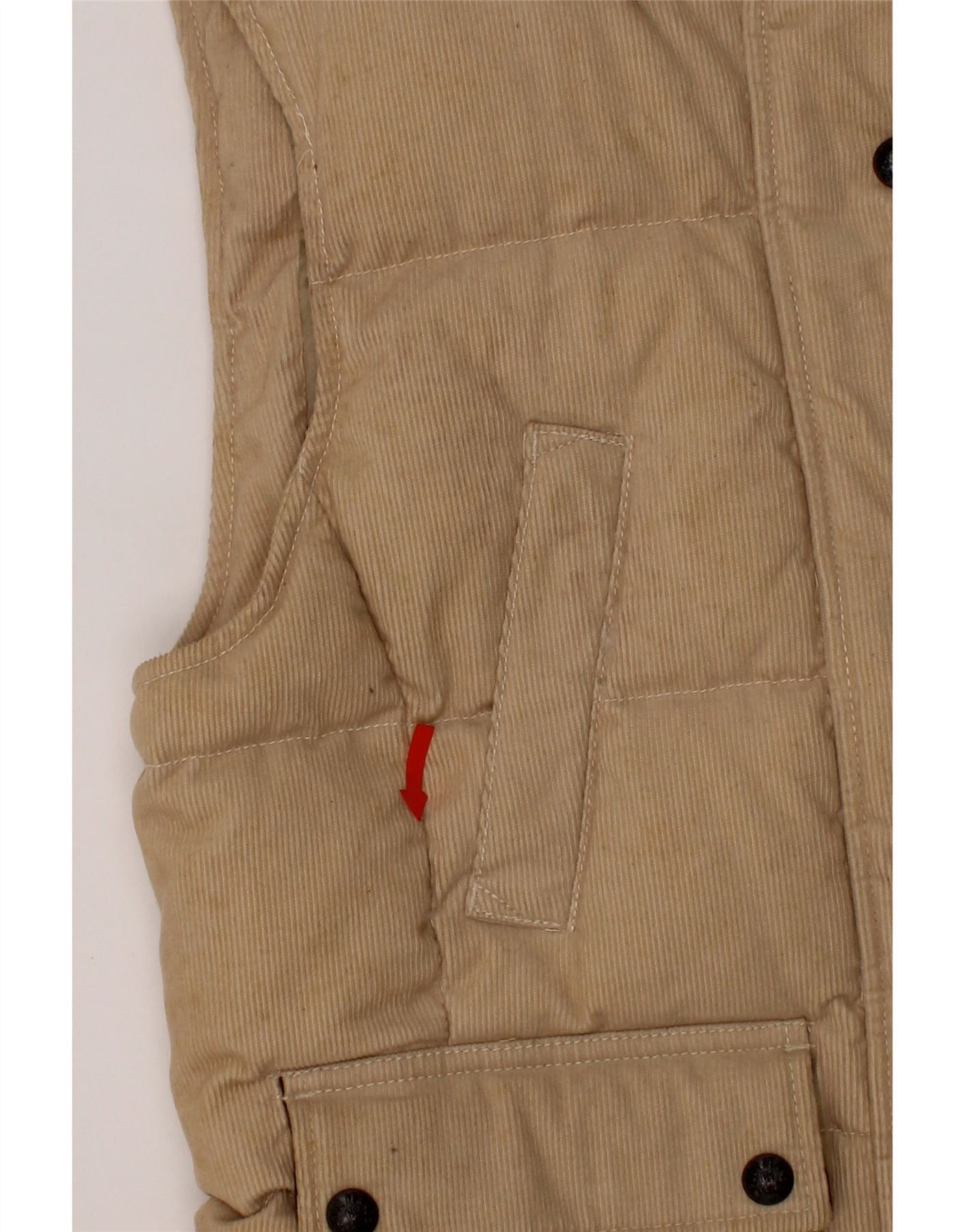 Ralph Lauren Womens Padded Gilet UK 14 Medium Beige Pinstripe Cotton Size M / US 6-8 / IT 42-44 - 4 Thumbnail