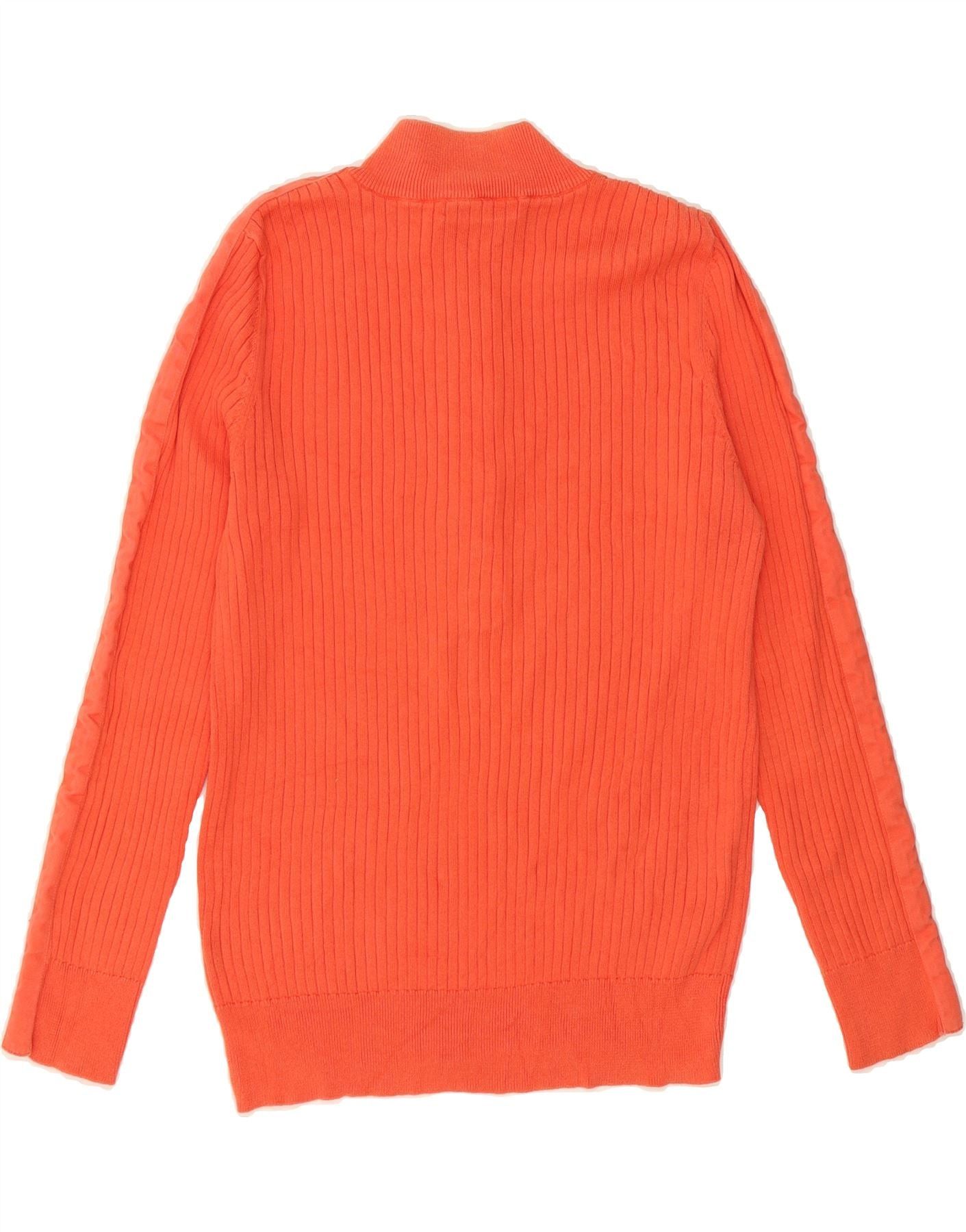 Ralph Lauren Womens Button Neck Jumper Sweater UK 16 Large Orange Cotton Size S / US 4 / IT 40 - 2 Thumbnail