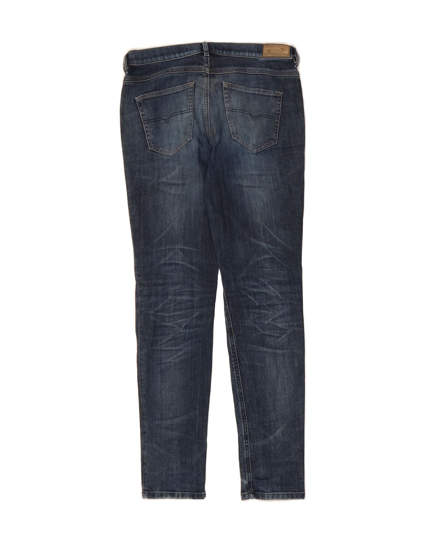Diesel Womens Belthy Low Waist Slim Straight Jeans W27 L32 Blue Cot Size 42" / US 20 - 2 Thumbnail