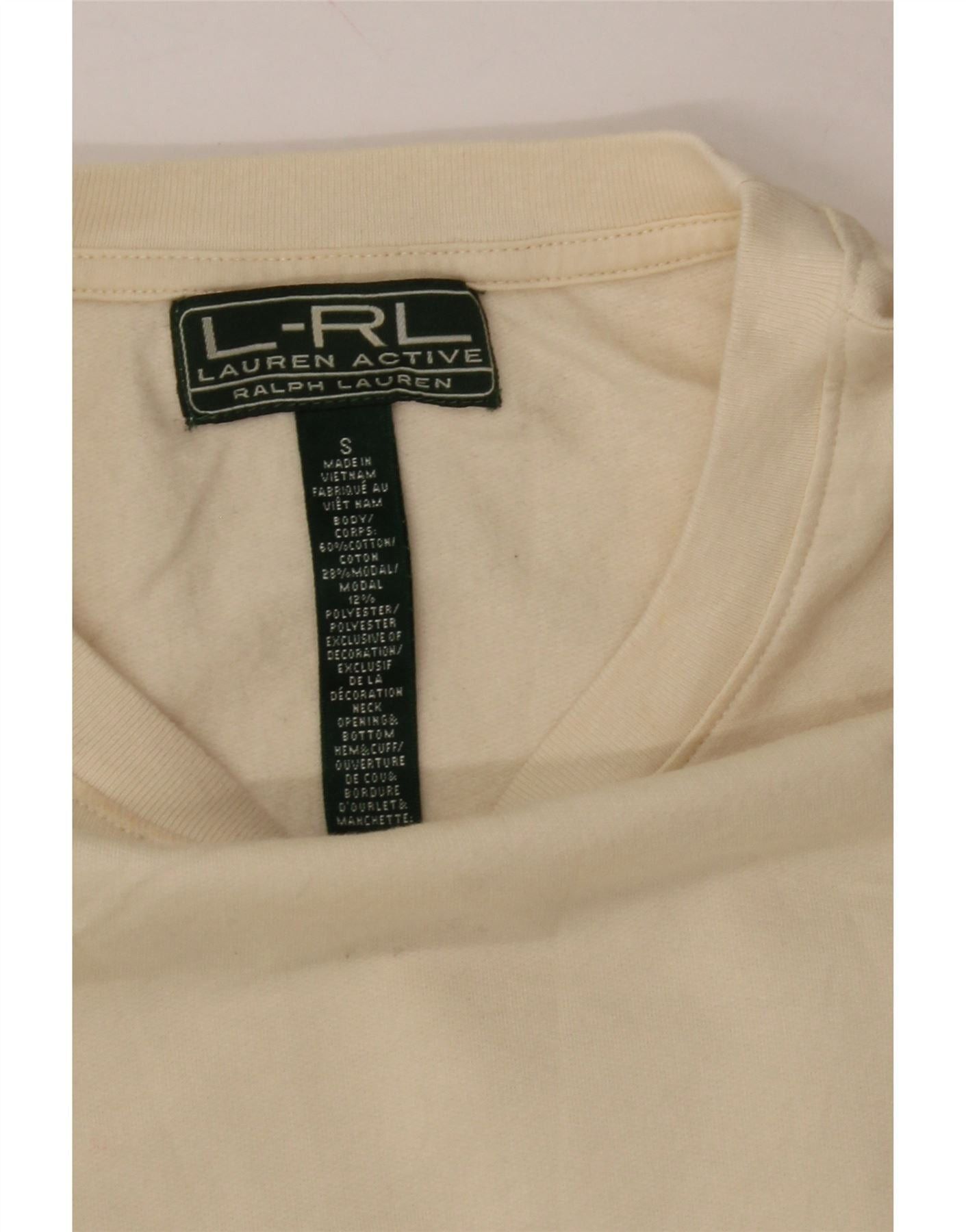 Ralph Lauren Womens Sweatshirt Jumper UK 10 Small Beige Geometric Cotton Size S / US 4 / IT 40 - 3 Thumbnail