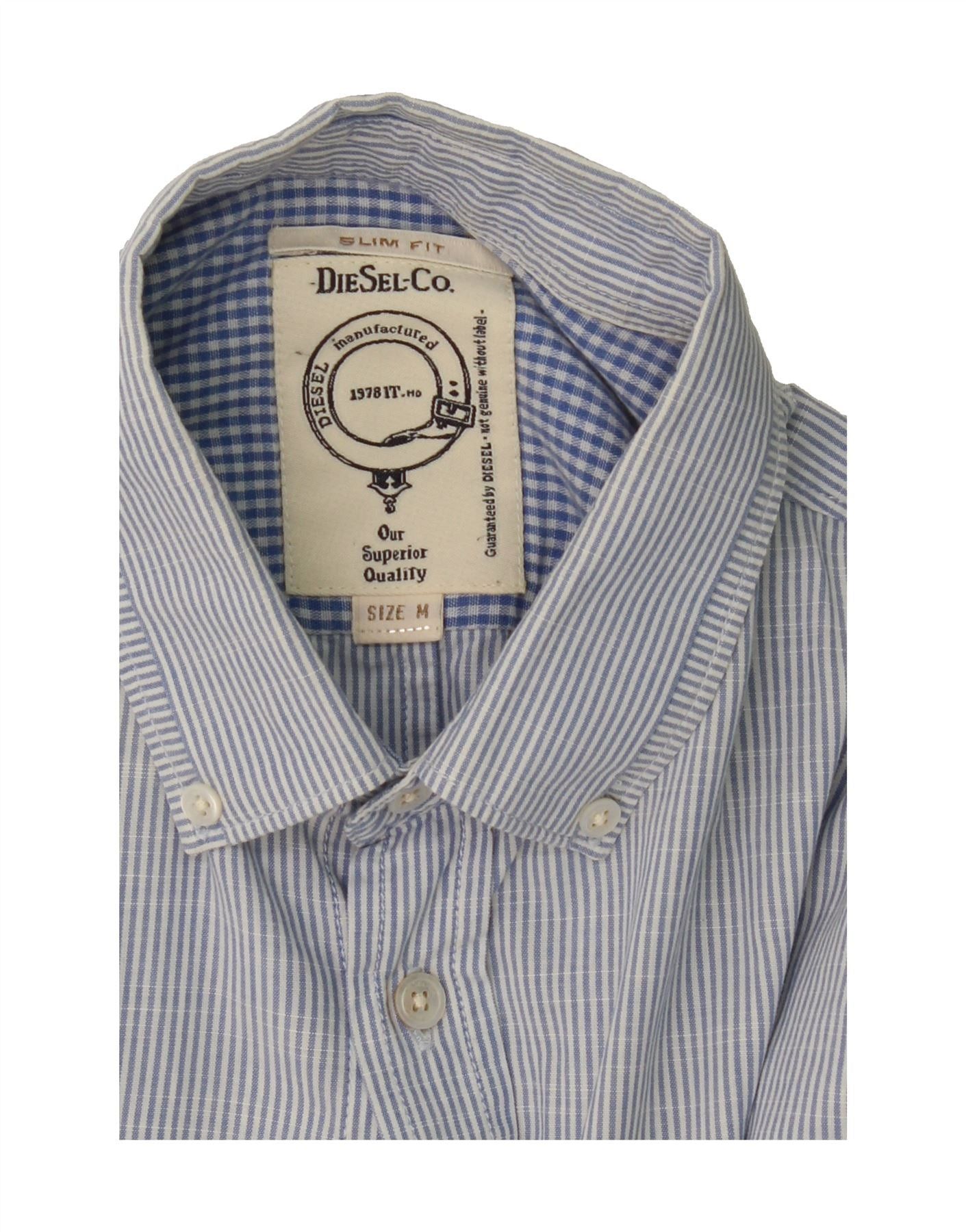 Diesel Mens Slim Fit Shirt Medium Blue Pinstripe Size US M / EU 48-50 / 2 - 3 Thumbnail
