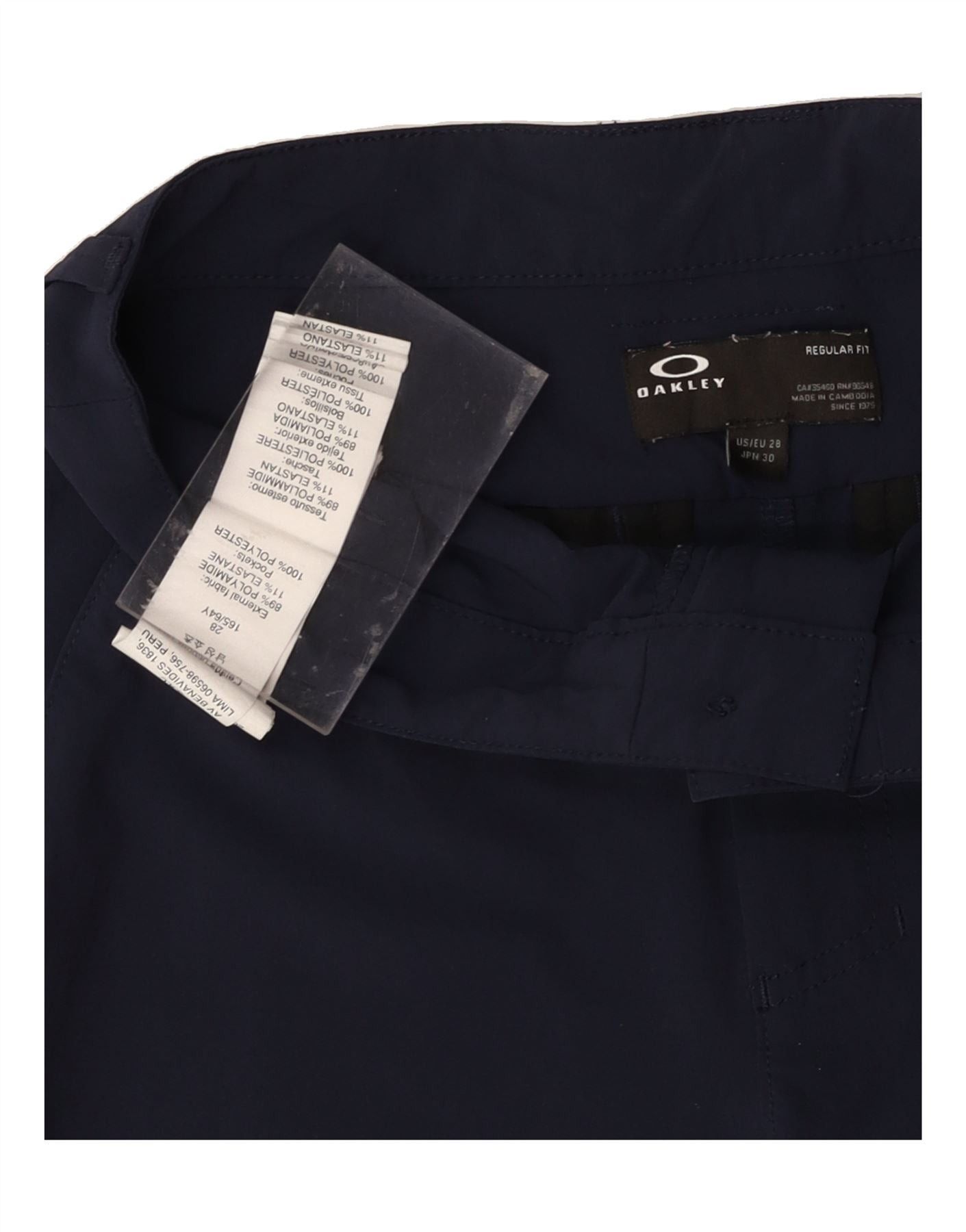 Oakley Mens Chino Shorts W28 Small Navy Blue Polyester Size US 28 / EU 44 - 3 Thumbnail