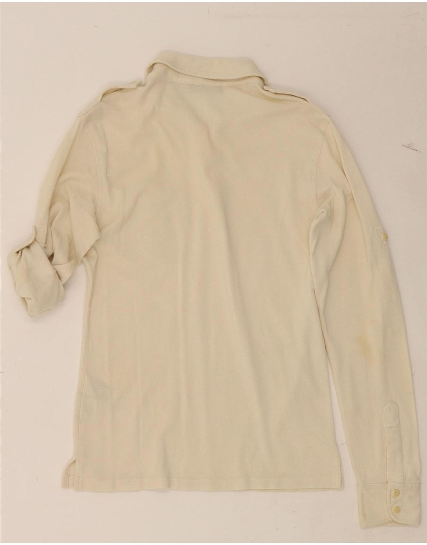 Ralph Lauren Womens Military Long Sleeve Polo Shirt UK 14 Medium Off Whit Size M / US 6-8 / IT 42-44 - 2 Thumbnail