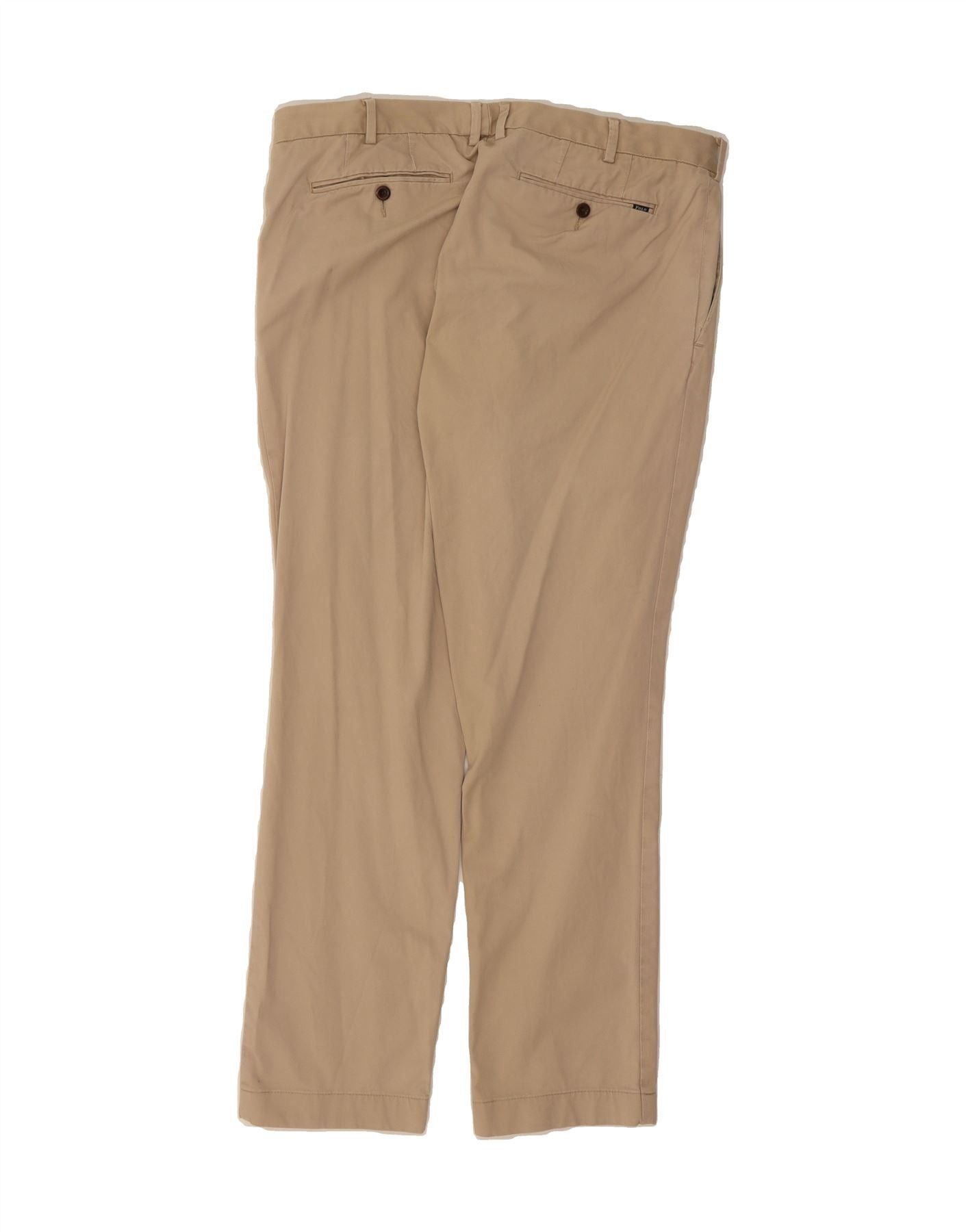 Polo Ralph Lauren Mens Stretch Slim Fit Suit Trousers W36 L34 Beige Cotton Size 36R - 2 Thumbnail