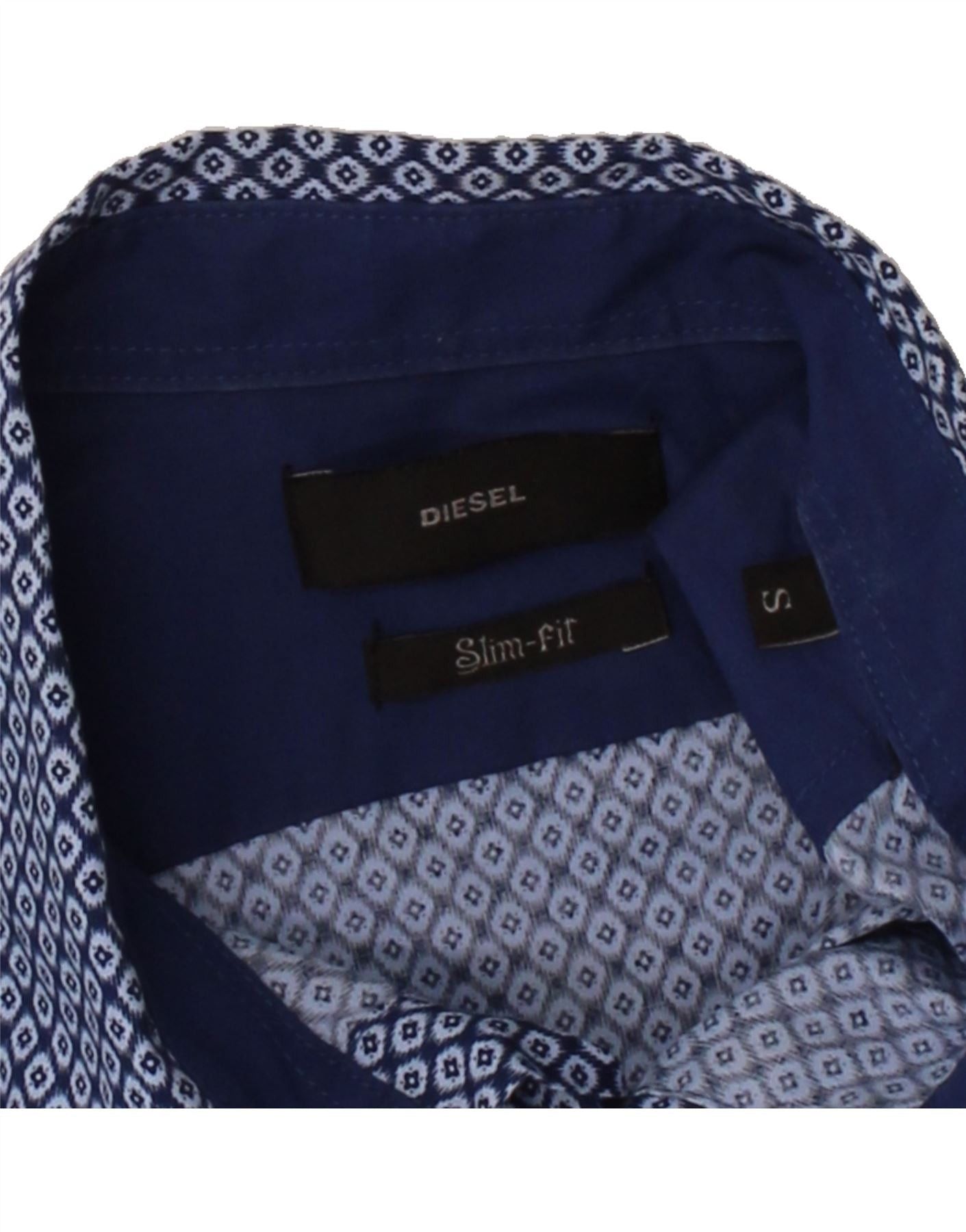 Diesel Mens Slim Fit Shirt Small Blue Geometric Cotton Size US S / EU 44-46 / 1 - 3 Thumbnail