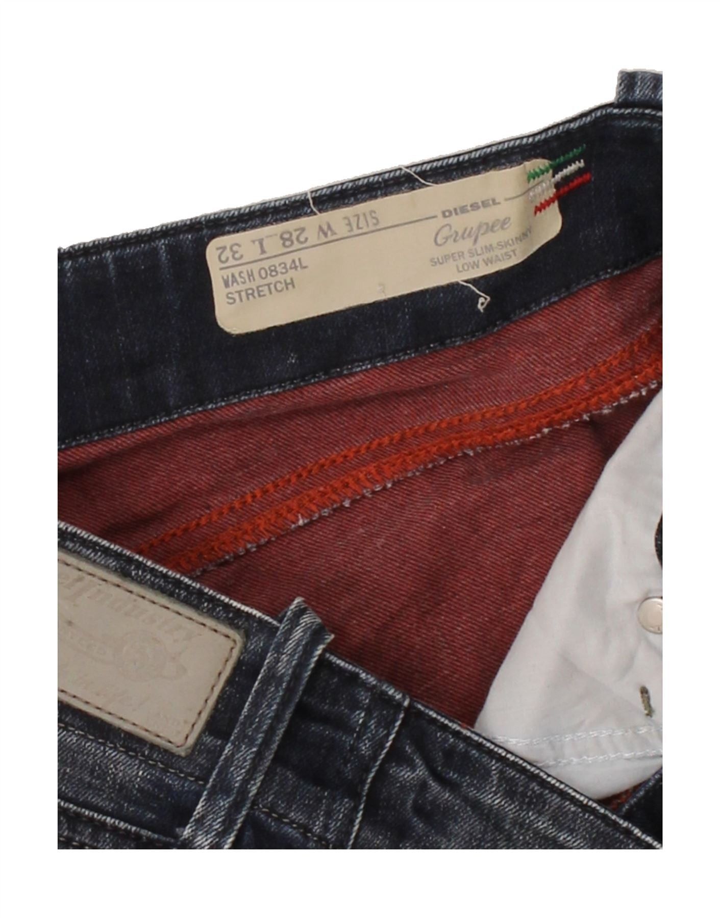 Diesel Womens Grupee Low Waist Super Slim Skinny Jeans W28 L32 Navy Size 42" / US 20 - 3 Thumbnail