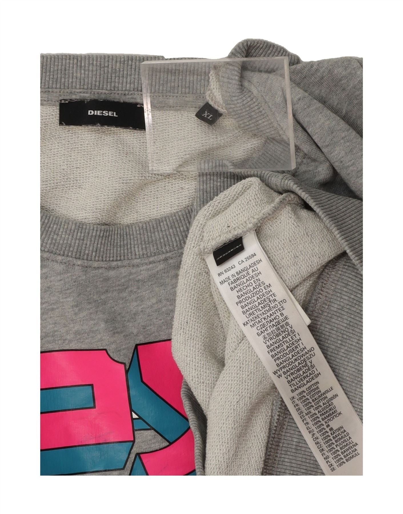 Diesel Mens Graphic Sweatshirt Jumper XL Grey Cotton Size US XL / EU 56 / 4 - 3 Thumbnail