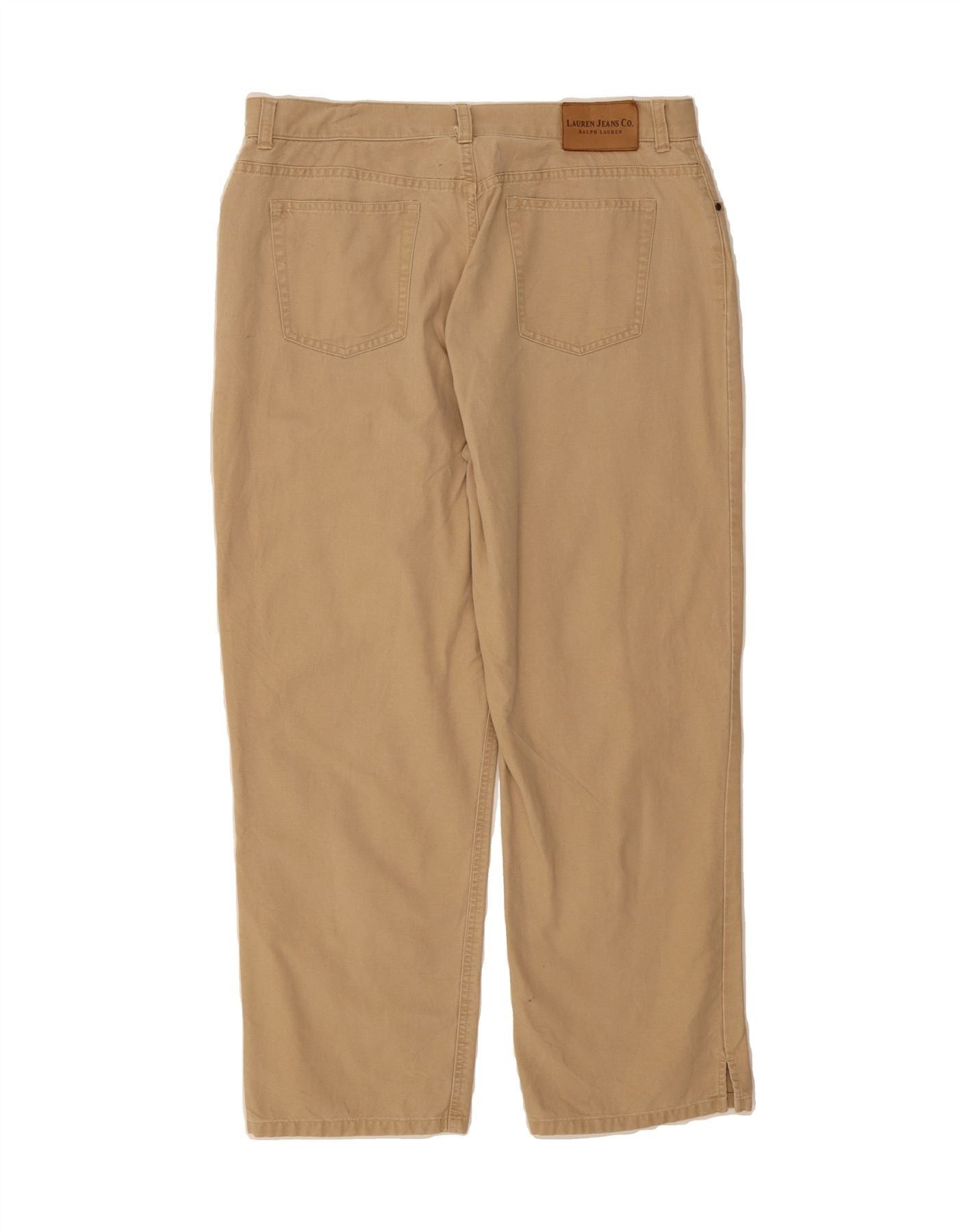 Ralph Lauren Womens Straight Casual Trousers US 14 XL W34 L27 Beige Cotto Size 32" / US 10 / IT 46 - 2 Thumbnail