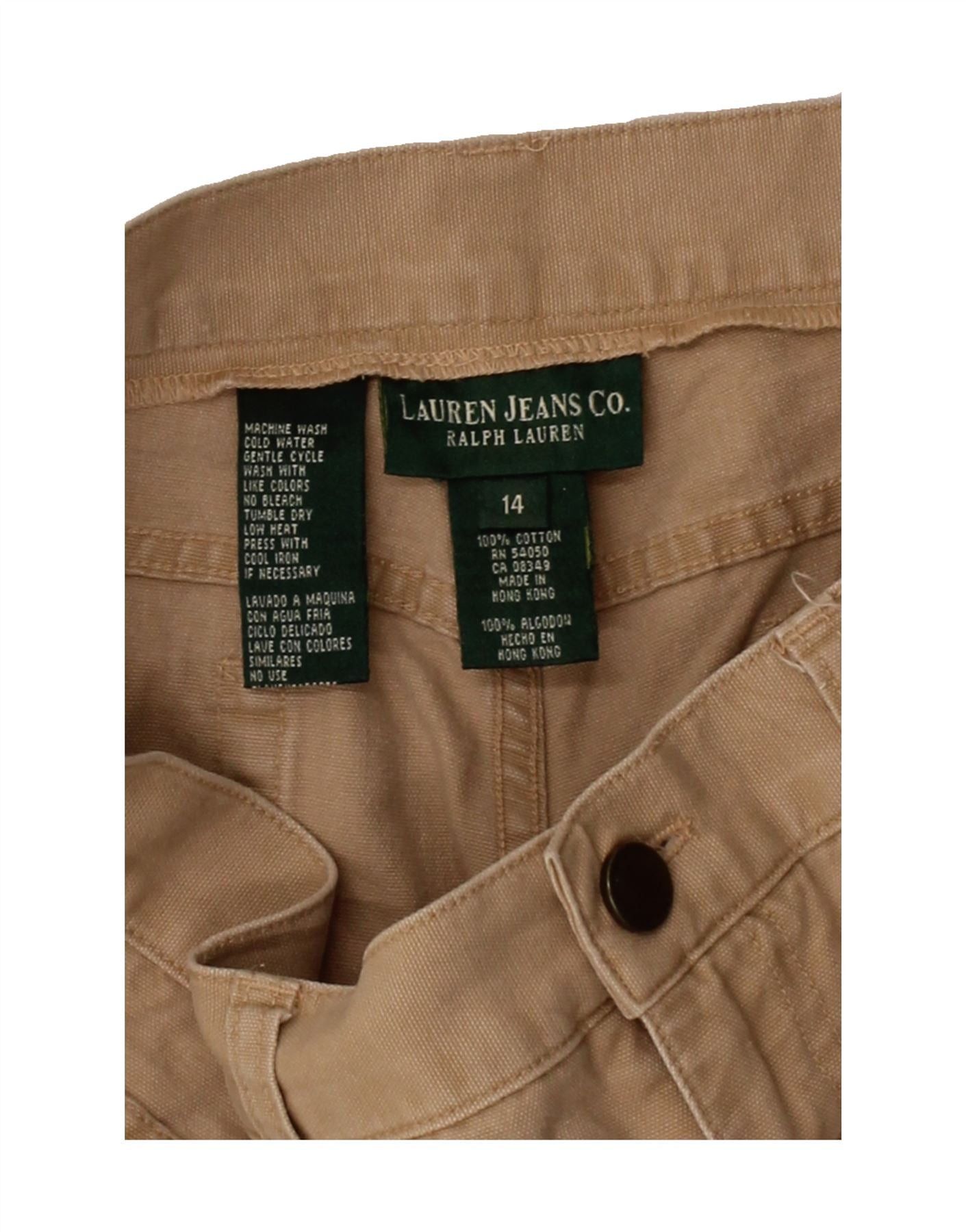 Ralph Lauren Womens Straight Casual Trousers US 14 XL W34 L27 Beige Cotto Size 32" / US 10 / IT 46 - 4 Thumbnail