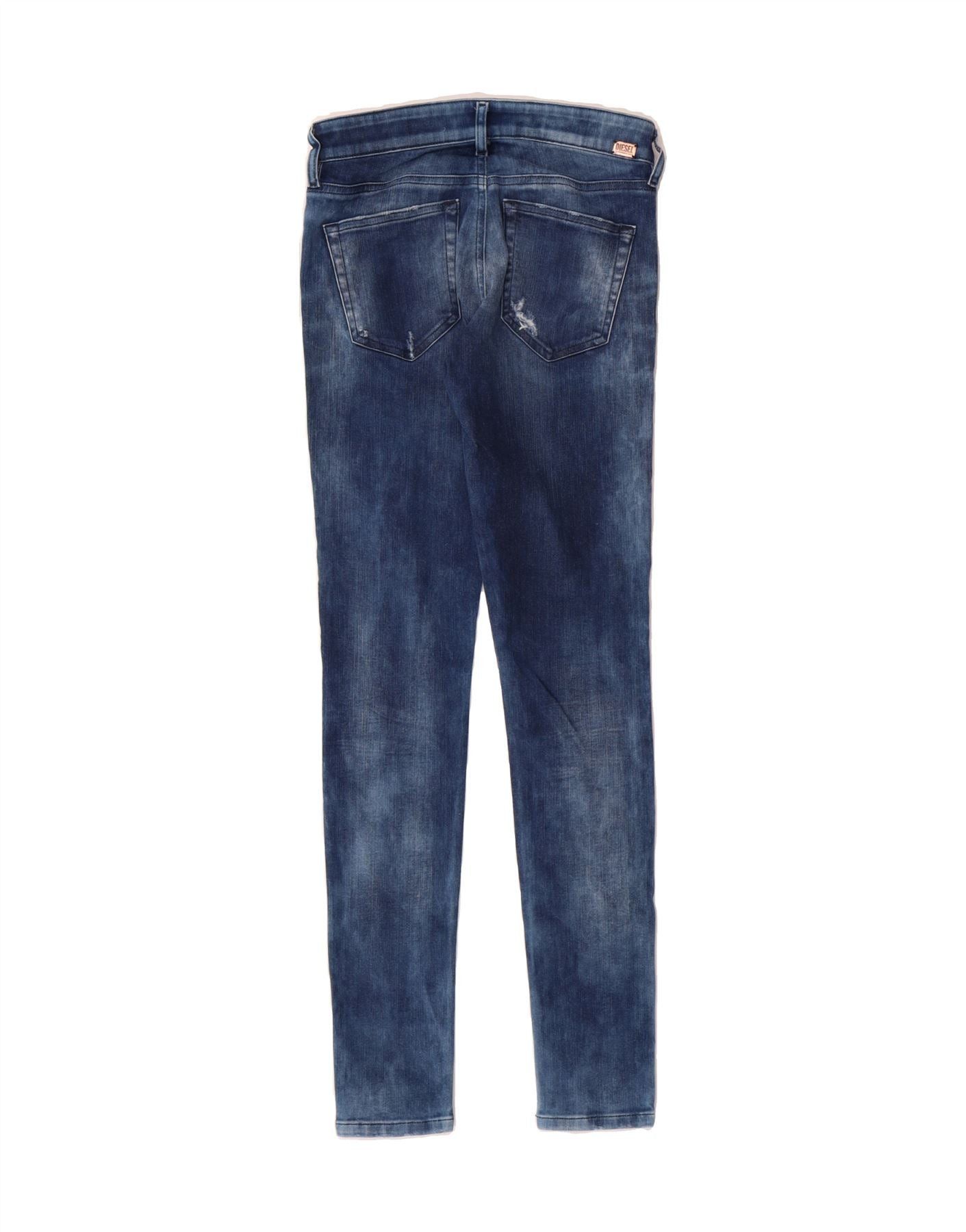 Diesel Womens Slandy Distressed Super Slim Skinny Jeans W28 L32 Blu Size 42" / US 20 - 2 Thumbnail