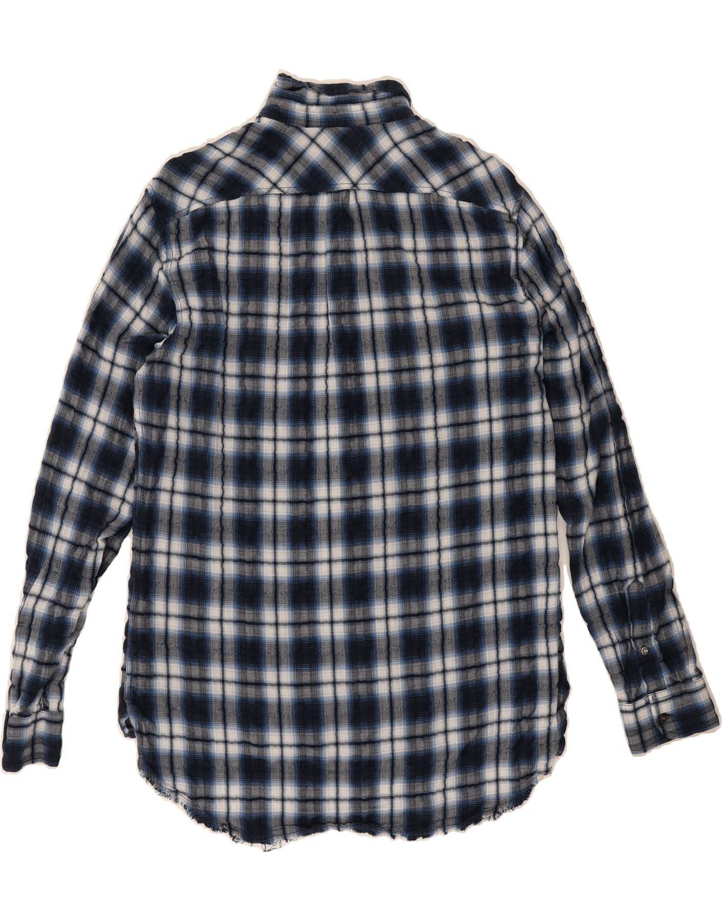 Diesel Mens Flannel Shirt XL Navy Blue Check Cotton Size US XL / EU 56 / 4 - 2 Thumbnail