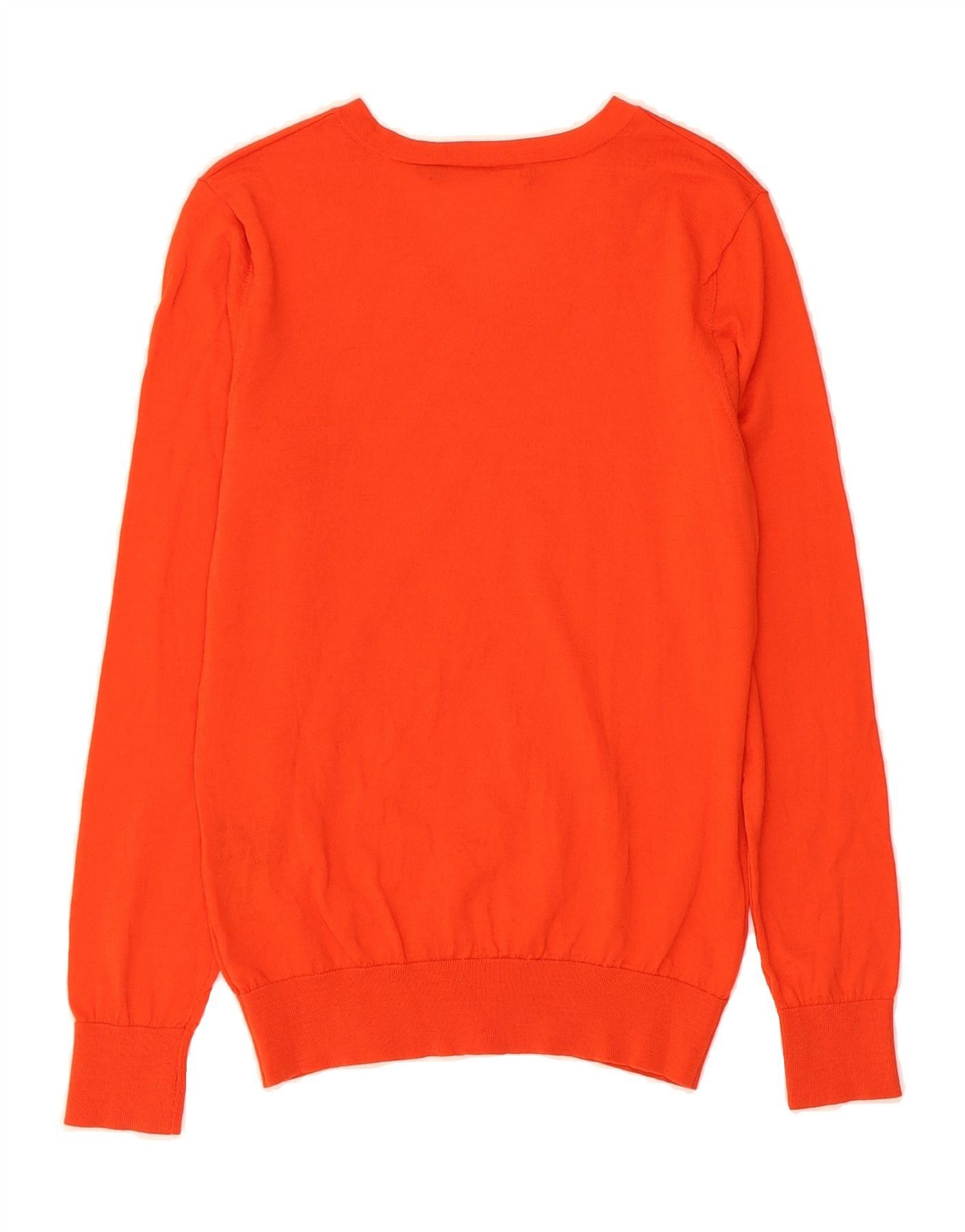 Ralph Lauren Womens V-Neck Jumper Sweater UK 12 Medium Red Merino Wool Size M / US 6-8 / IT 42-44 - 2 Thumbnail