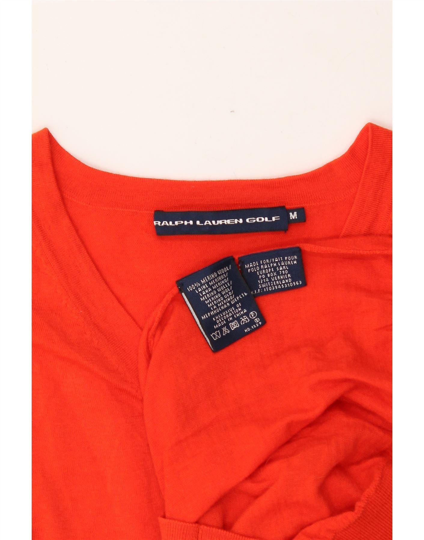 Ralph Lauren Womens V-Neck Jumper Sweater UK 12 Medium Red Merino Wool Size M / US 6-8 / IT 42-44 - 3 Thumbnail