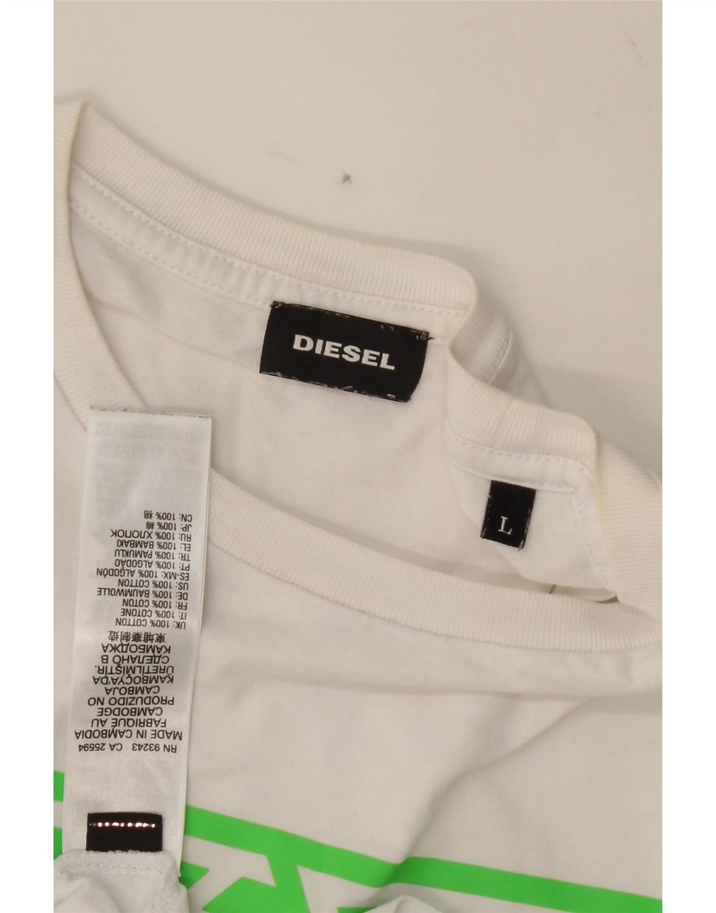 Diesel Mens Graphic T-Shirt Top Large White Cotton Size US L / EU 52-54 / 3 - 3 Thumbnail
