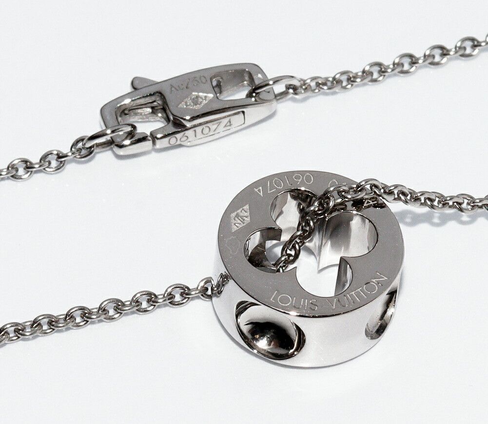 Louis Vuitton Louis Vuitton Louis Vuitton 18K White Gold Empreinte Pendant Necklace Q93231 Calfskin Necklace Q93231 DUTY FREE for USA Size ONE SIZE - 4 Thumbnail