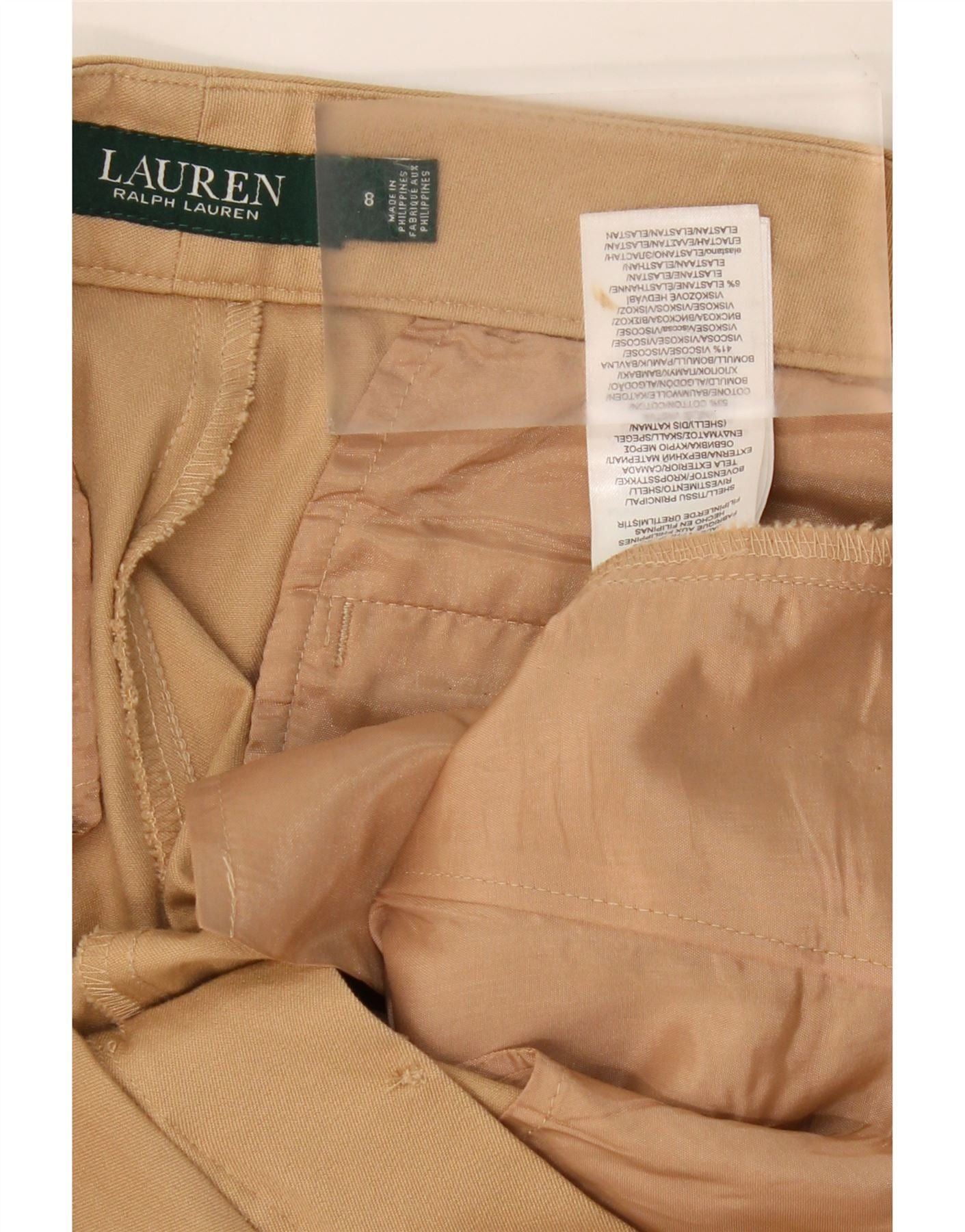 Ralph Lauren Womens Slim Chino Trousers US 8 Medium W34 L26 Beige Cotton Size 27" / US 4 / IT 40 - 3 Thumbnail