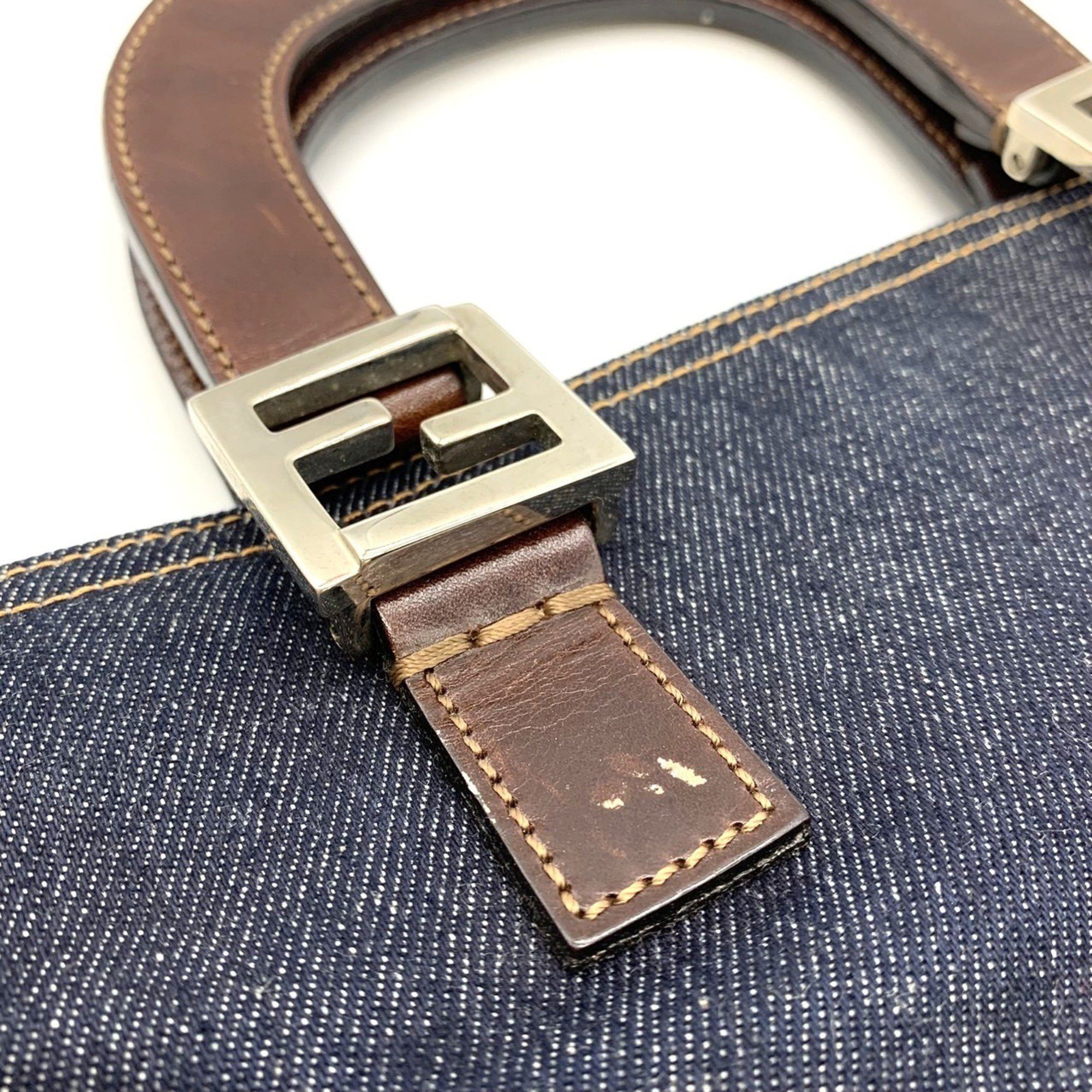 Fendi FENDI handbag tote bag denim leather navy women's men's Size ONE SIZE - 13 Thumbnail