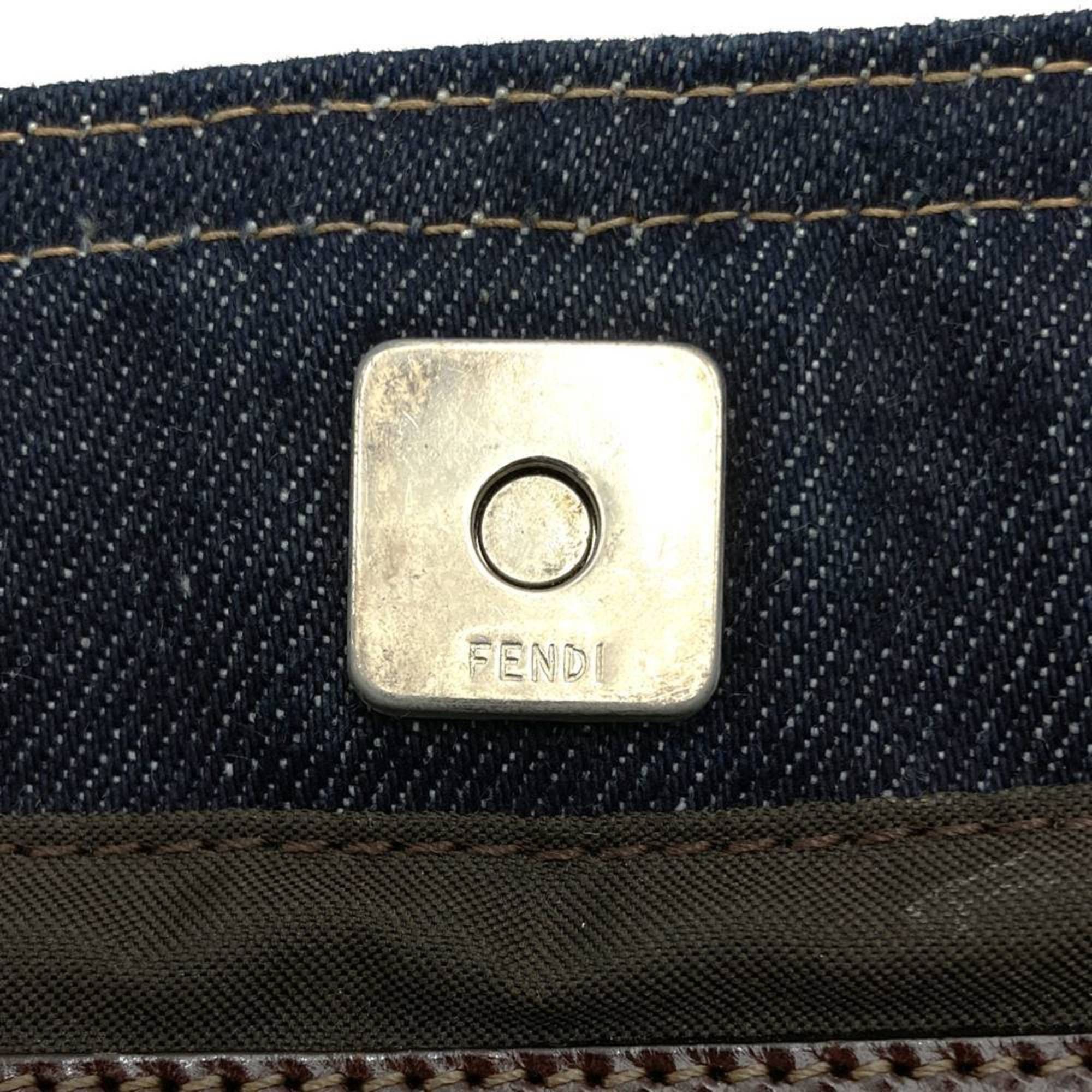 Fendi FENDI handbag tote bag denim leather navy women's men's Size ONE SIZE - 9 Thumbnail