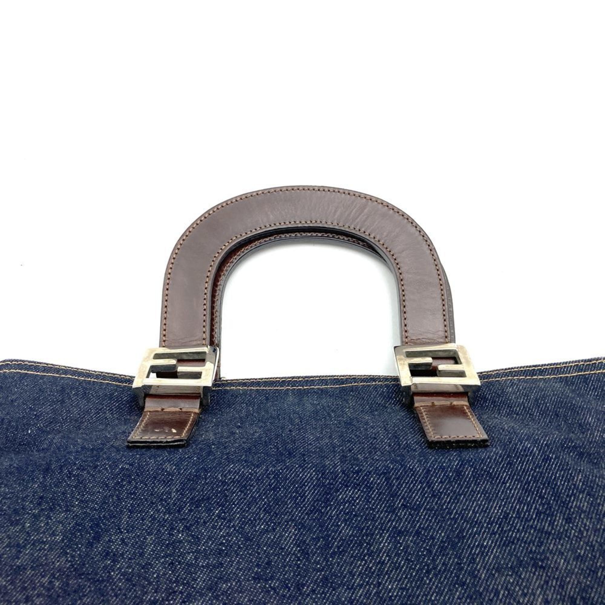 Fendi FENDI handbag tote bag denim leather navy women's men's Size ONE SIZE - 4 Thumbnail