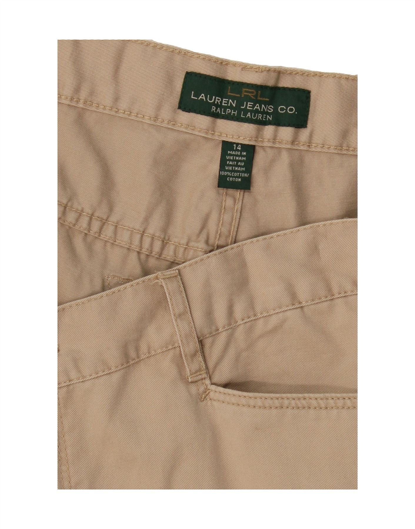 Ralph Lauren Womens Straight Capri Trousers US 14 XL W36 L22 Beige Cotton Size 32" / US 10 / IT 46 - 3 Thumbnail