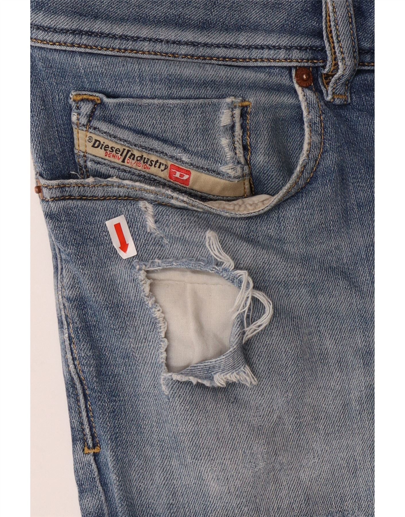 Diesel Womens Sleenker Distressed Slim Skinny Jeans W33 L30 Blue Co Size 24" / US 00 / IT 34 - 5 Thumbnail
