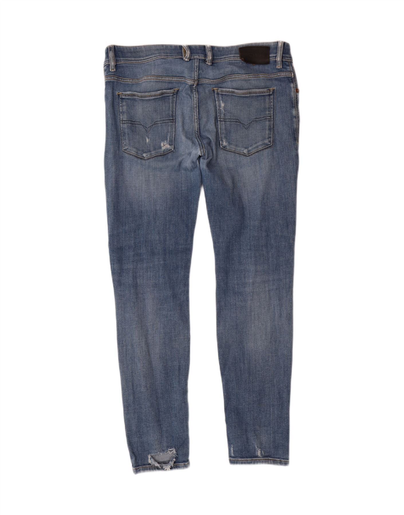Diesel Womens Sleenker Distressed Slim Skinny Jeans W33 L30 Blue Co Size 24" / US 00 / IT 34 - 2 Thumbnail
