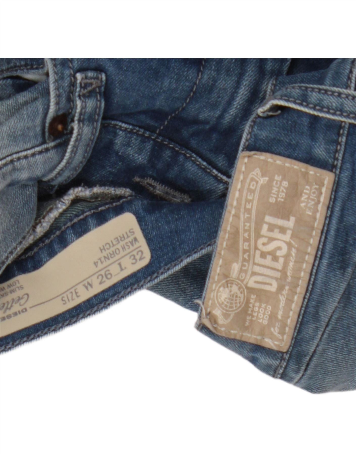 Diesel Womens Getlegg Low Waist Slim Skinny Jeans W26 L32 Blue Cott Size 26" / US 2 / IT 38 - 3 Thumbnail