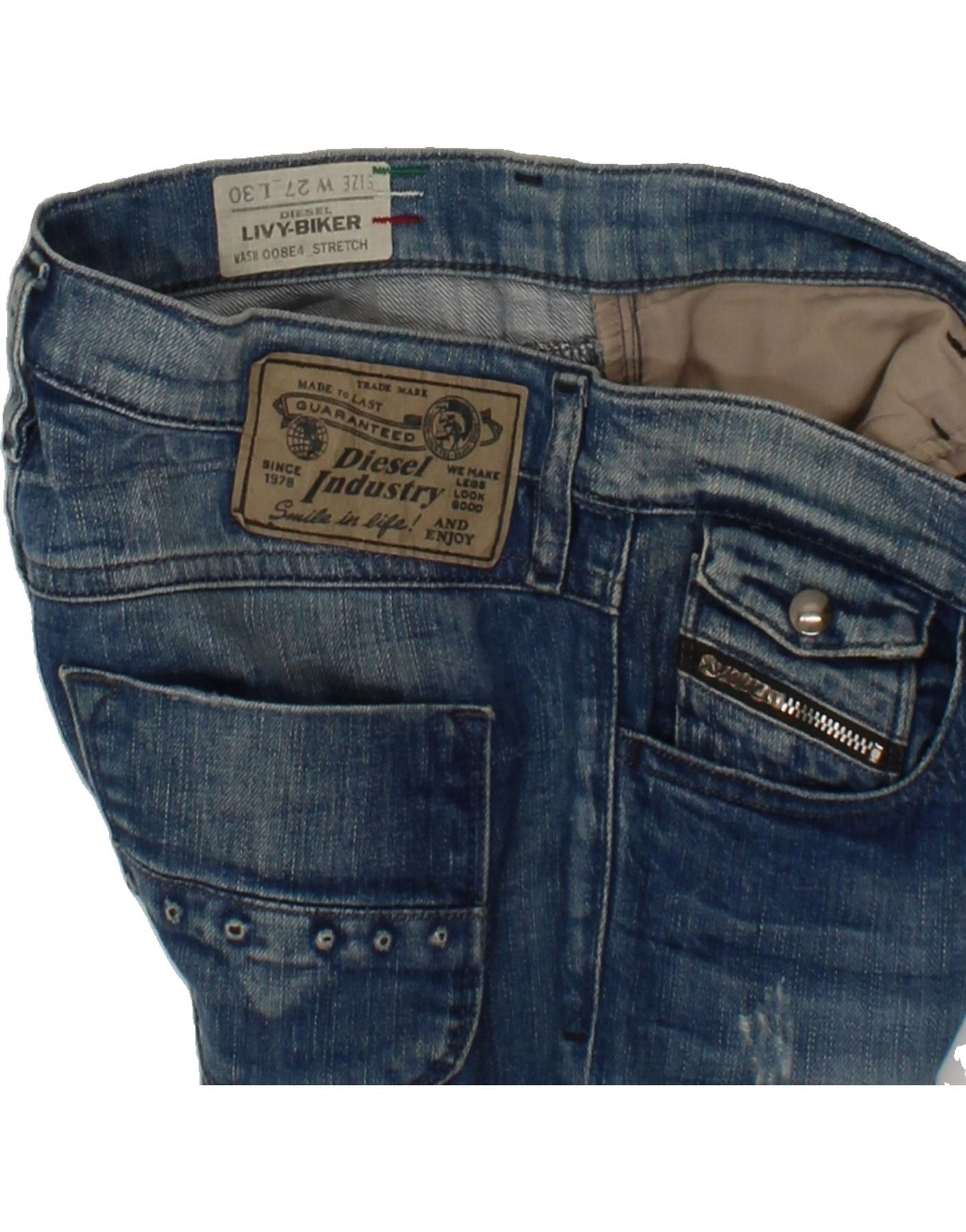 Diesel Womens Livy-Biker Skinny Jeans W27 L30 Blue Cotton Size 42" / US 20 - 3 Thumbnail