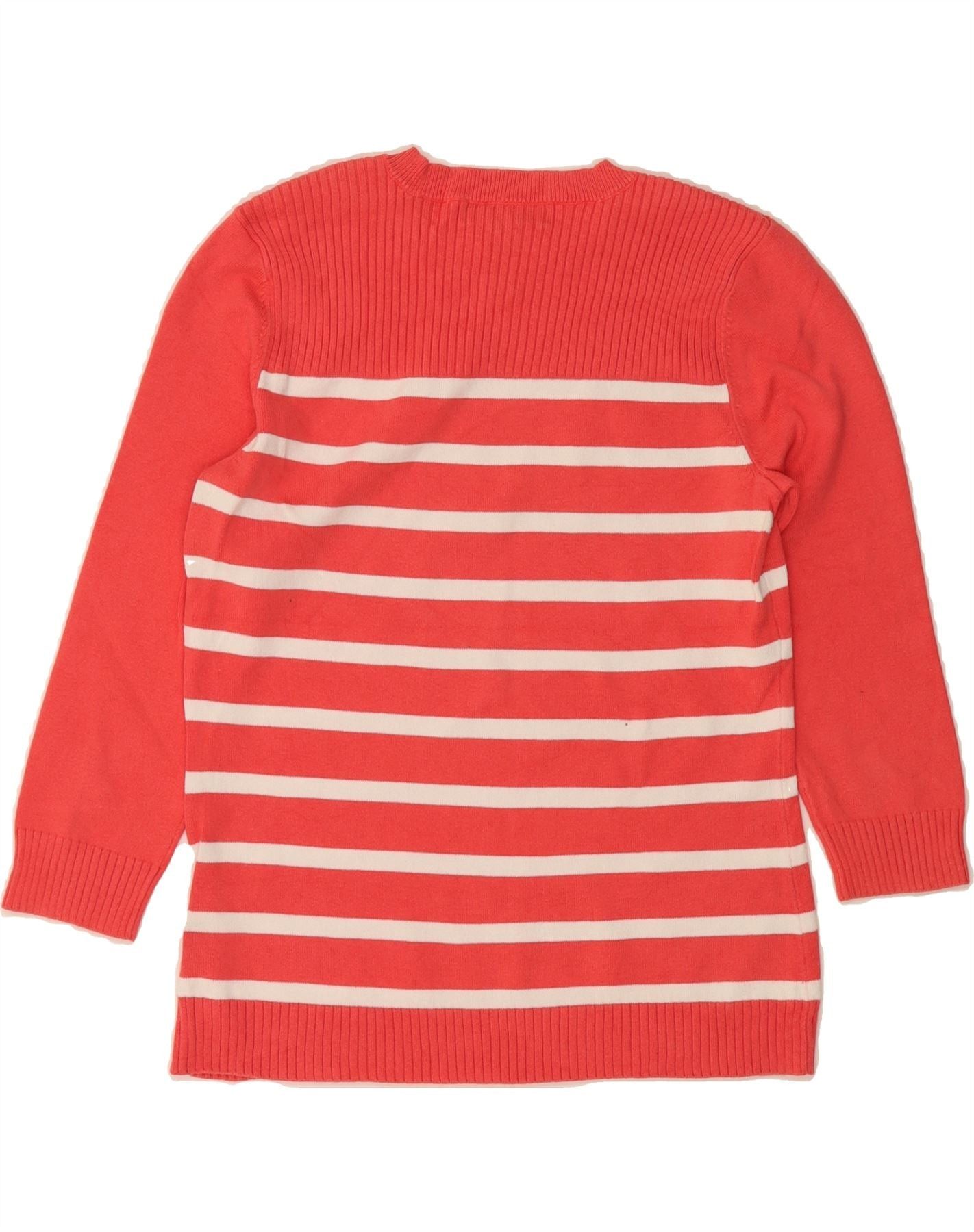Ralph Lauren Womens Crew Neck Jumper Sweater UK 10 Small Red Striped Size S / US 4 / IT 40 - 2 Thumbnail