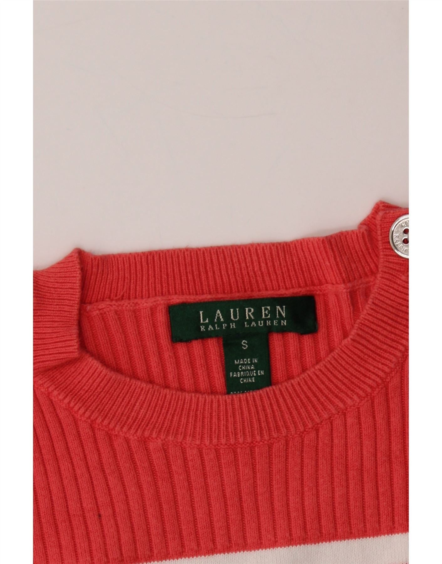 Ralph Lauren Womens Crew Neck Jumper Sweater UK 10 Small Red Striped Size S / US 4 / IT 40 - 4 Thumbnail
