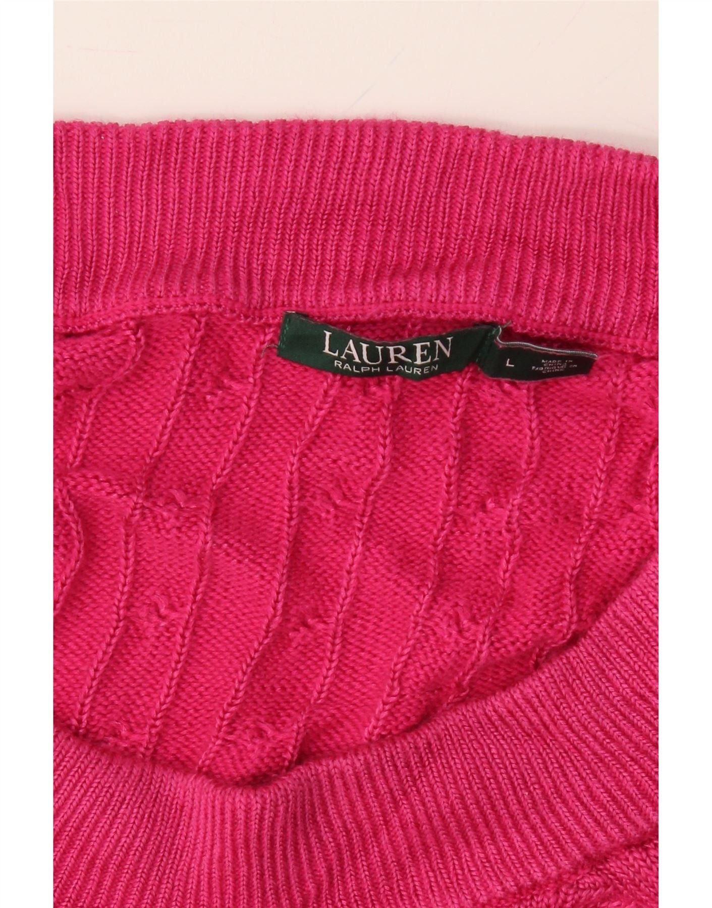 Ralph Lauren Womens Boat Neck Jumper Sweater UK 14 Large Pink Cotton Size L / US 10 / IT 46 - 3 Thumbnail