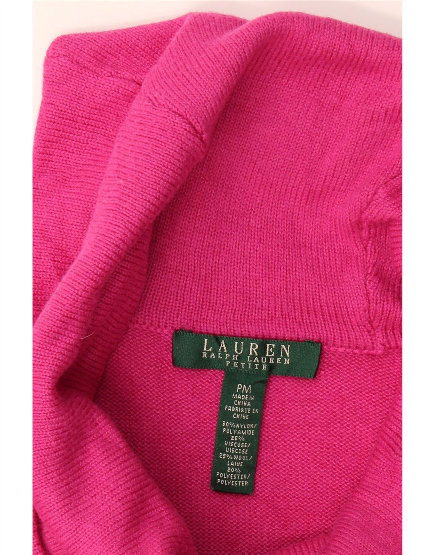 Ralph Lauren Womens Petite Roll Neck Jumper Sweater UK 12 Medium Pink Size M / US 6-8 / IT 42-44 - 3 Thumbnail