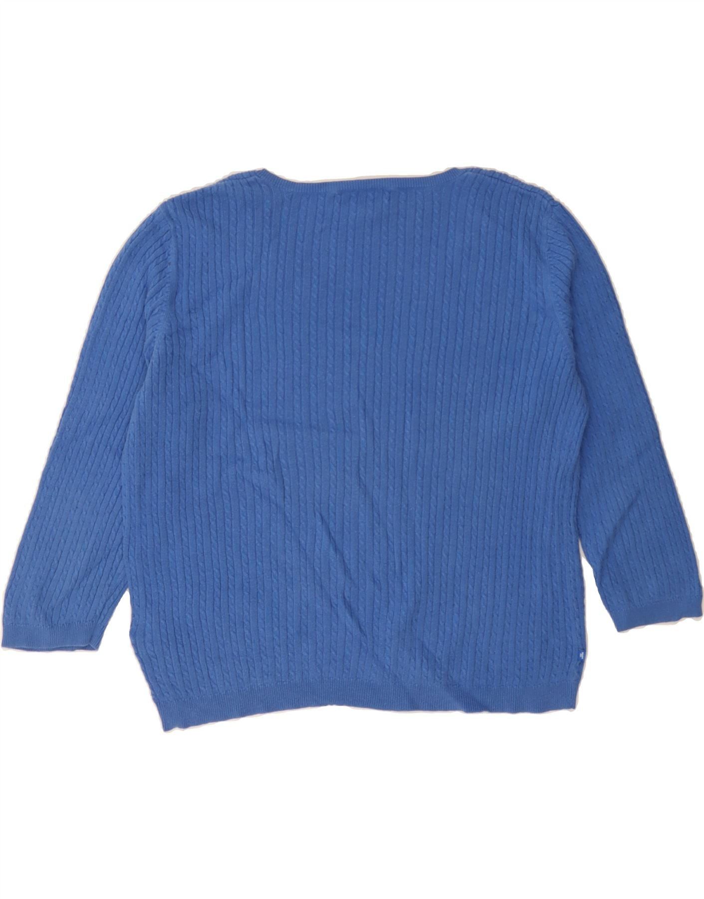 Ralph Lauren Womens Overd V-Neck Jumper Sweater UK 16 Large Blue Size L / US 10 / IT 46 - 2 Thumbnail