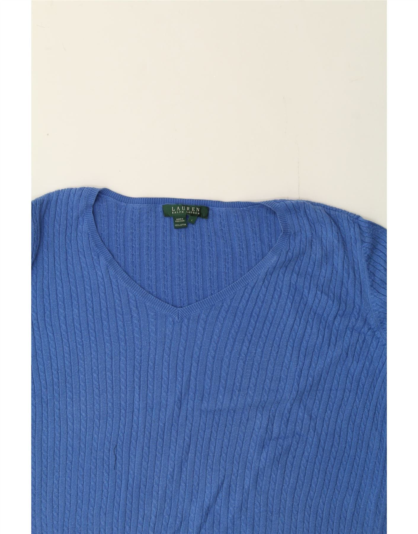Ralph Lauren Womens Overd V-Neck Jumper Sweater UK 16 Large Blue Size L / US 10 / IT 46 - 3 Thumbnail