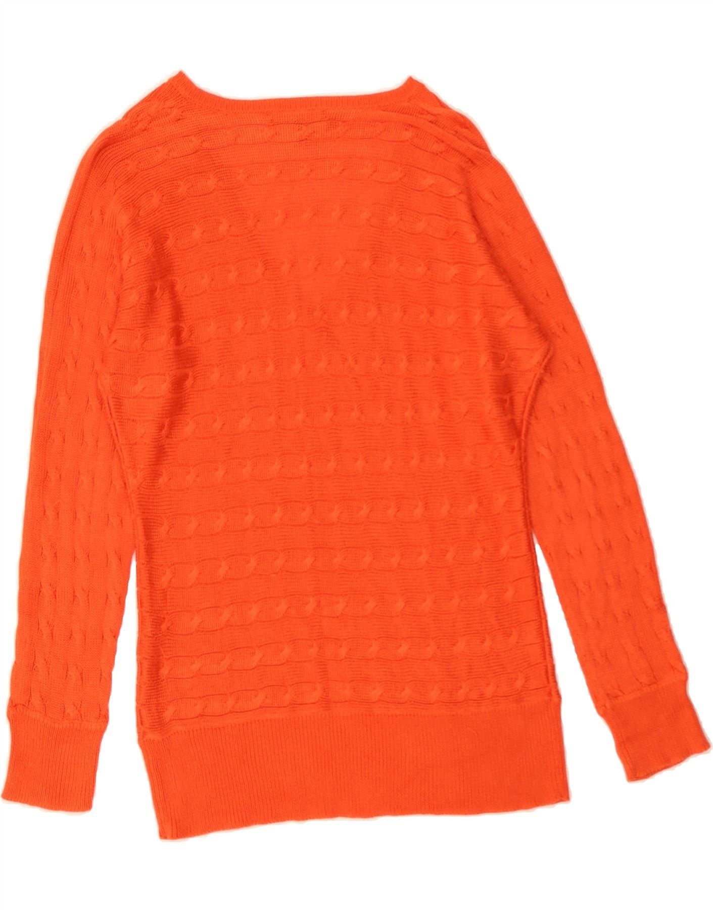 Ralph Lauren Womens V-Neck Jumper Sweater UK 16 Large Orange Striped Size L / US 10 / IT 46 - 2 Thumbnail