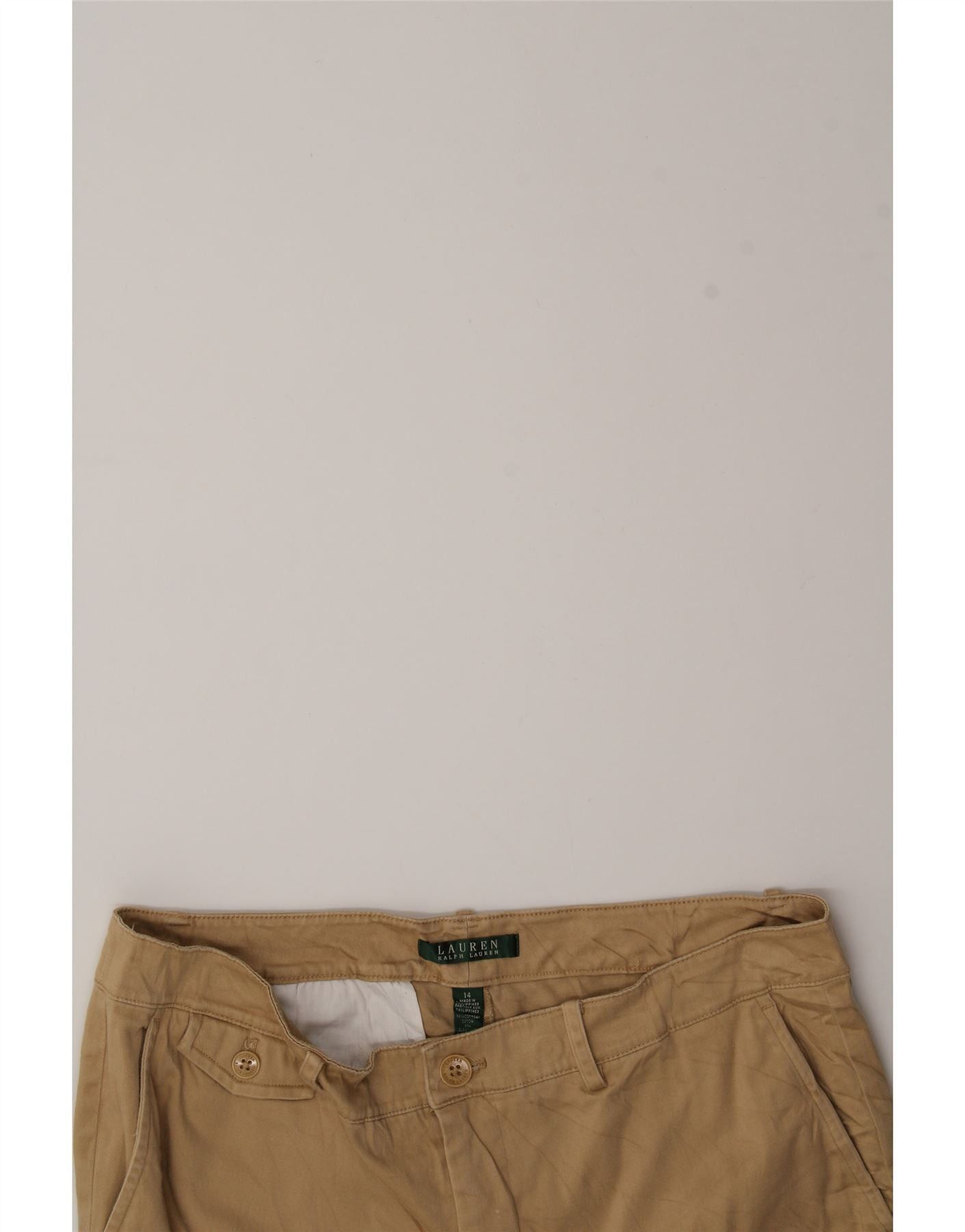 Ralph Lauren Womens Straight Cropped Trousers US 14 XL W34 L24 Beige Size 32" / US 10 / IT 46 - 3 Thumbnail