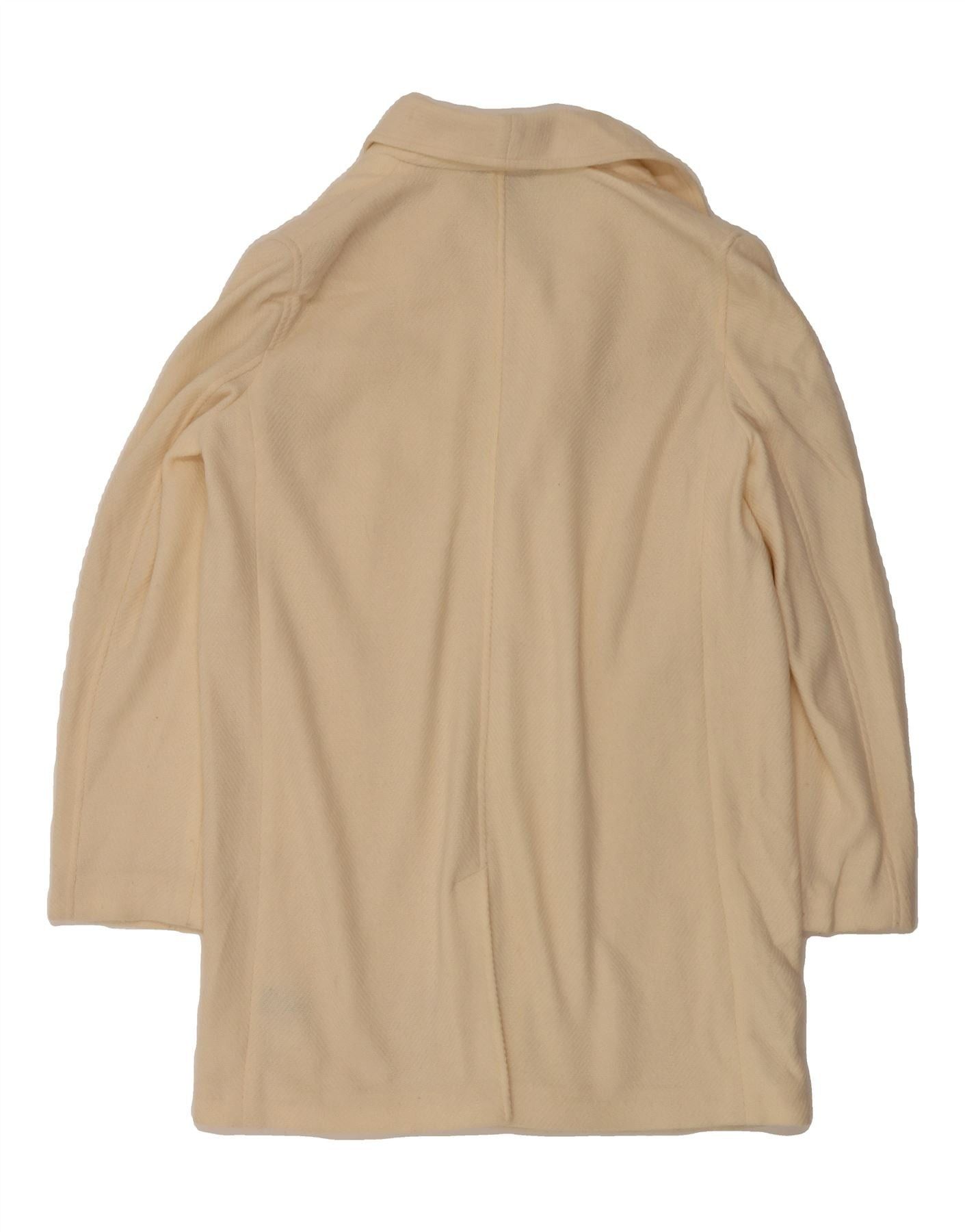 Ralph Lauren Womens Open Overcoat UK 14 Medium Off White Chevron Wool Size M / US 6-8 / IT 42-44 - 2 Thumbnail