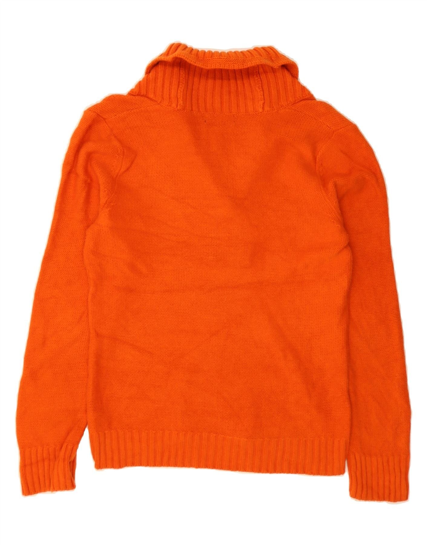Ralph Lauren Womens Shawl Neck Jumper Sweater UK 16 Large Orange Cotton Size L / US 10 / IT 46 - 2 Thumbnail