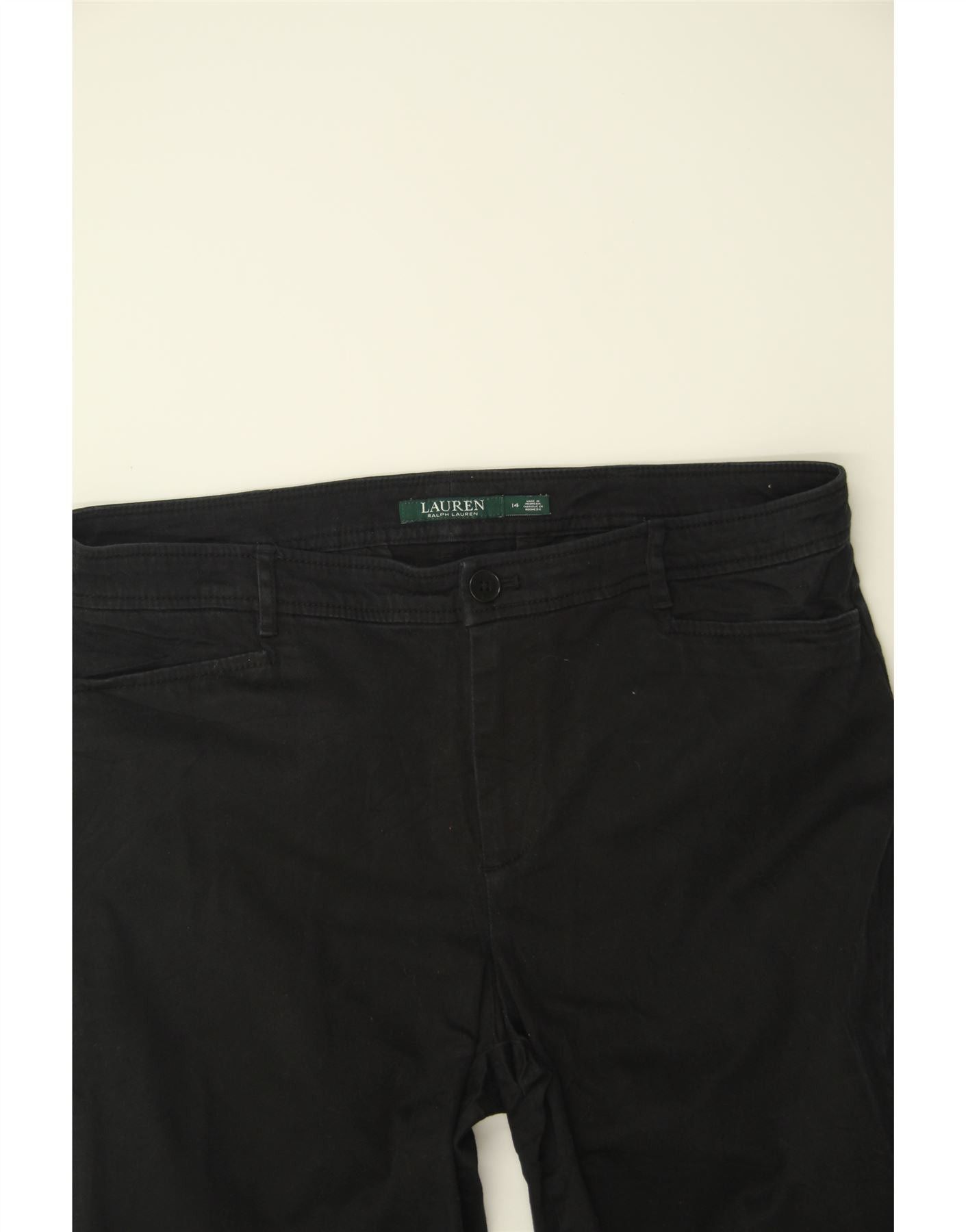 Ralph Lauren Womens Slim Casual Trousers US 14 XL W32 L25 Black Cotton Size 32" / US 10 / IT 46 - 3 Thumbnail