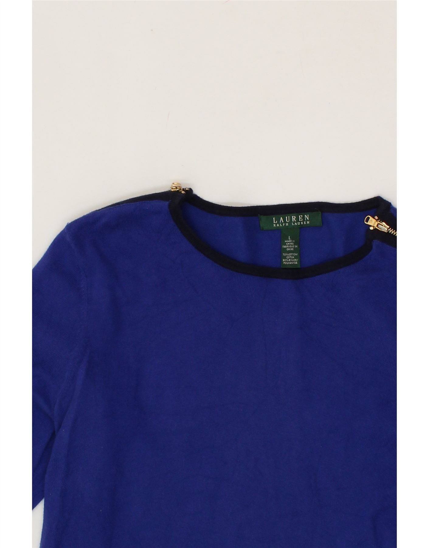 Ralph Lauren Womens Boat Neck Jumper Sweater UK 14 Large Blue Cotton Size L / US 10 / IT 46 - 3 Thumbnail