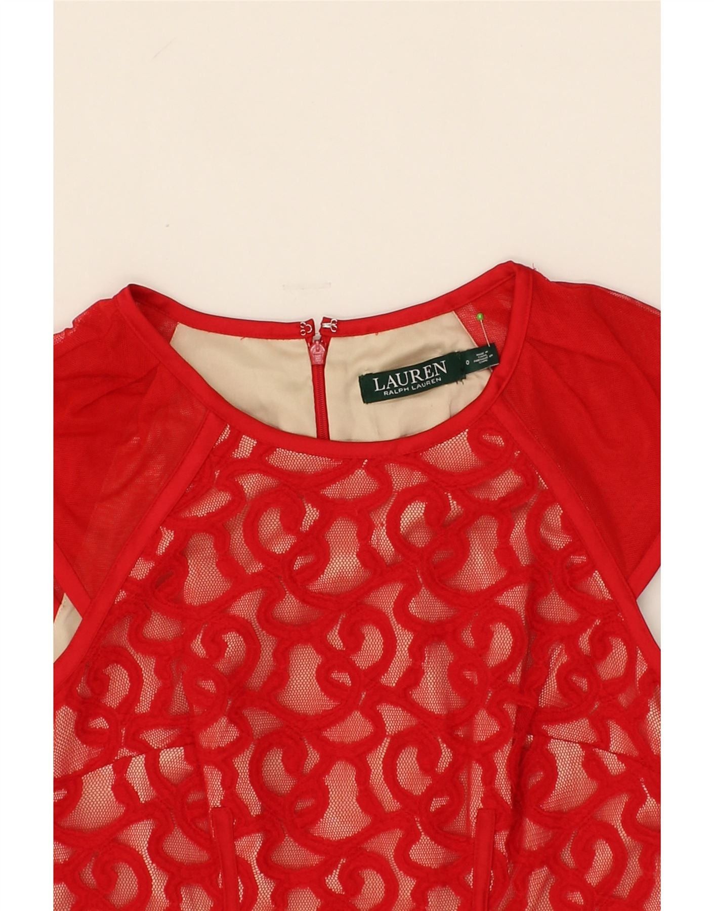 Ralph Lauren Womens Sheath Dress US 0 XS Red Polyester Size XS / US 0-2 / IT 36-38 - 3 Thumbnail