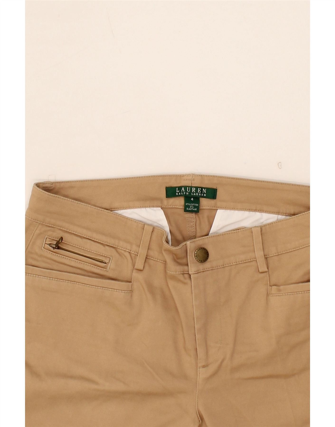 Ralph Lauren Womens Slim Casual Trousers US 4 Small W32 L29 Brown Cotton Size 25" / US 0 / IT 36 - 4 Thumbnail