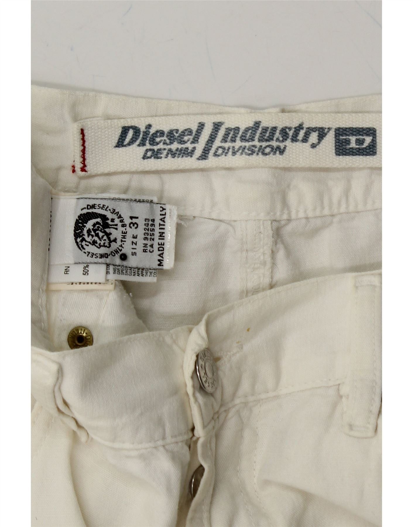 Diesel Womens Straight Jeans W31 L33 White Cotton Size 42" / US 20 - 3 Thumbnail