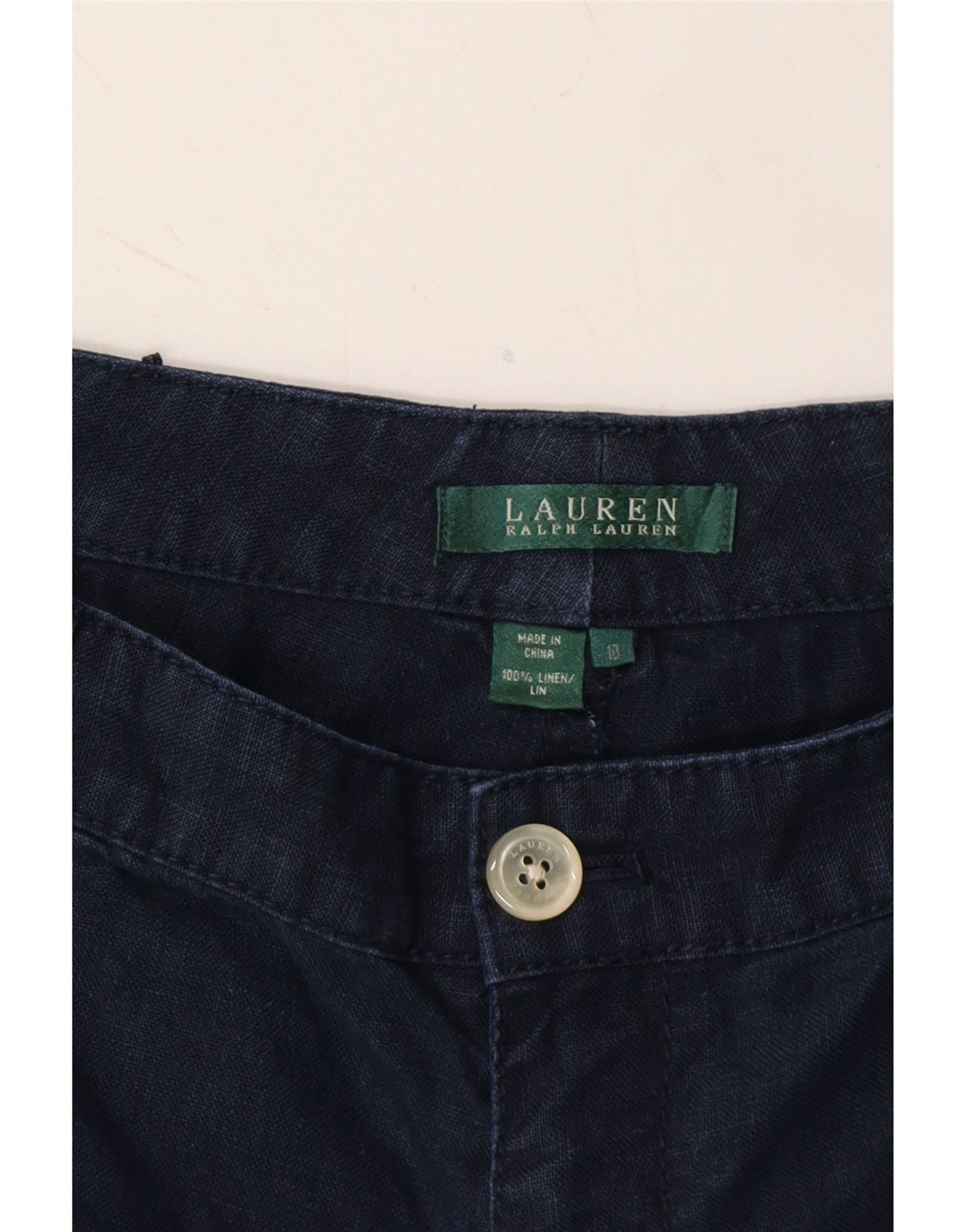 Ralph Lauren Womens Cropped Trousers US 10 Large W32 L26 Navy Blue Size 28" / US 6 / IT 42 - 3 Thumbnail