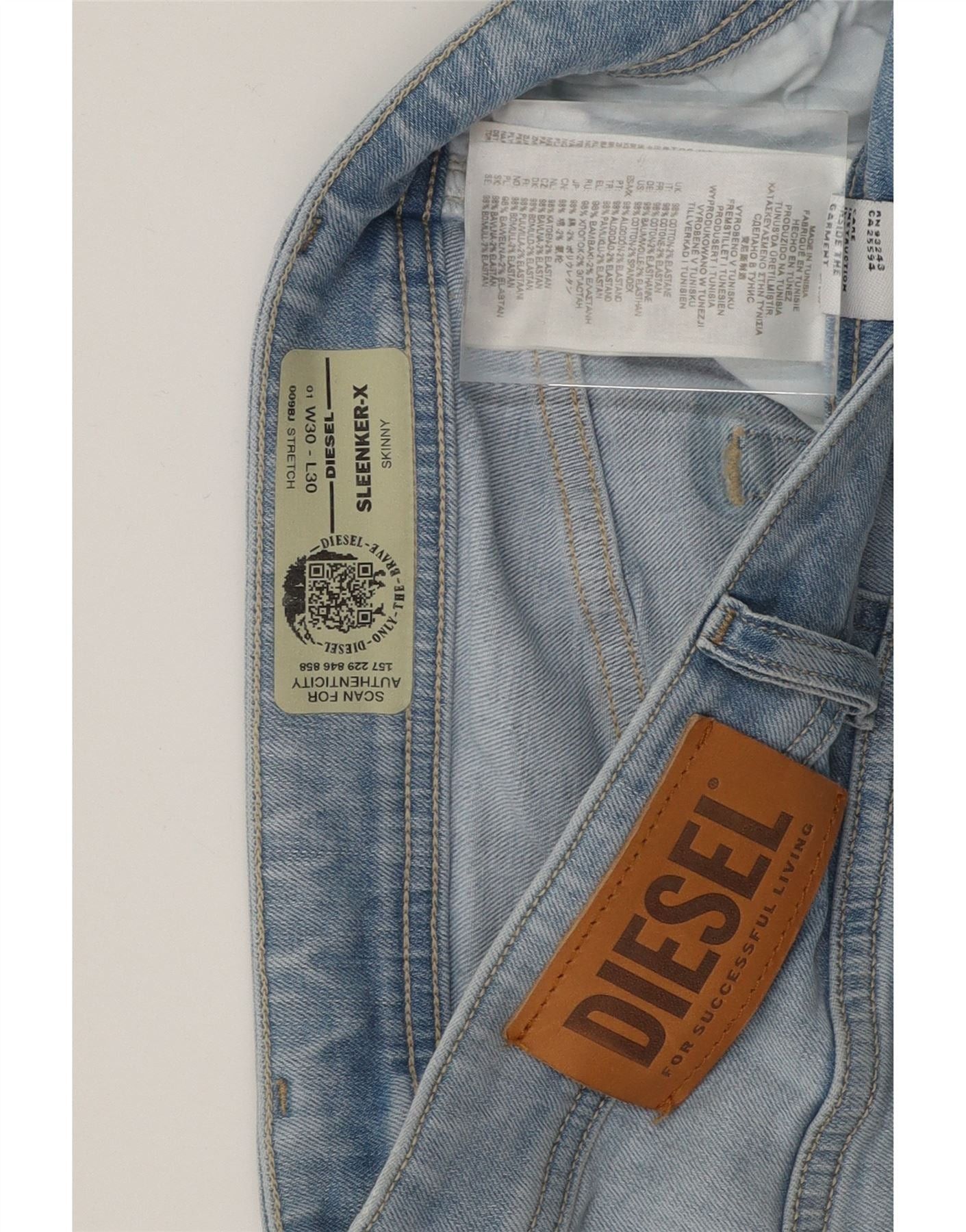 Diesel Womens Sleenker-x Skinny Jeans W30 L30 Blue Cotton Size 42" / US 20 - 5 Thumbnail