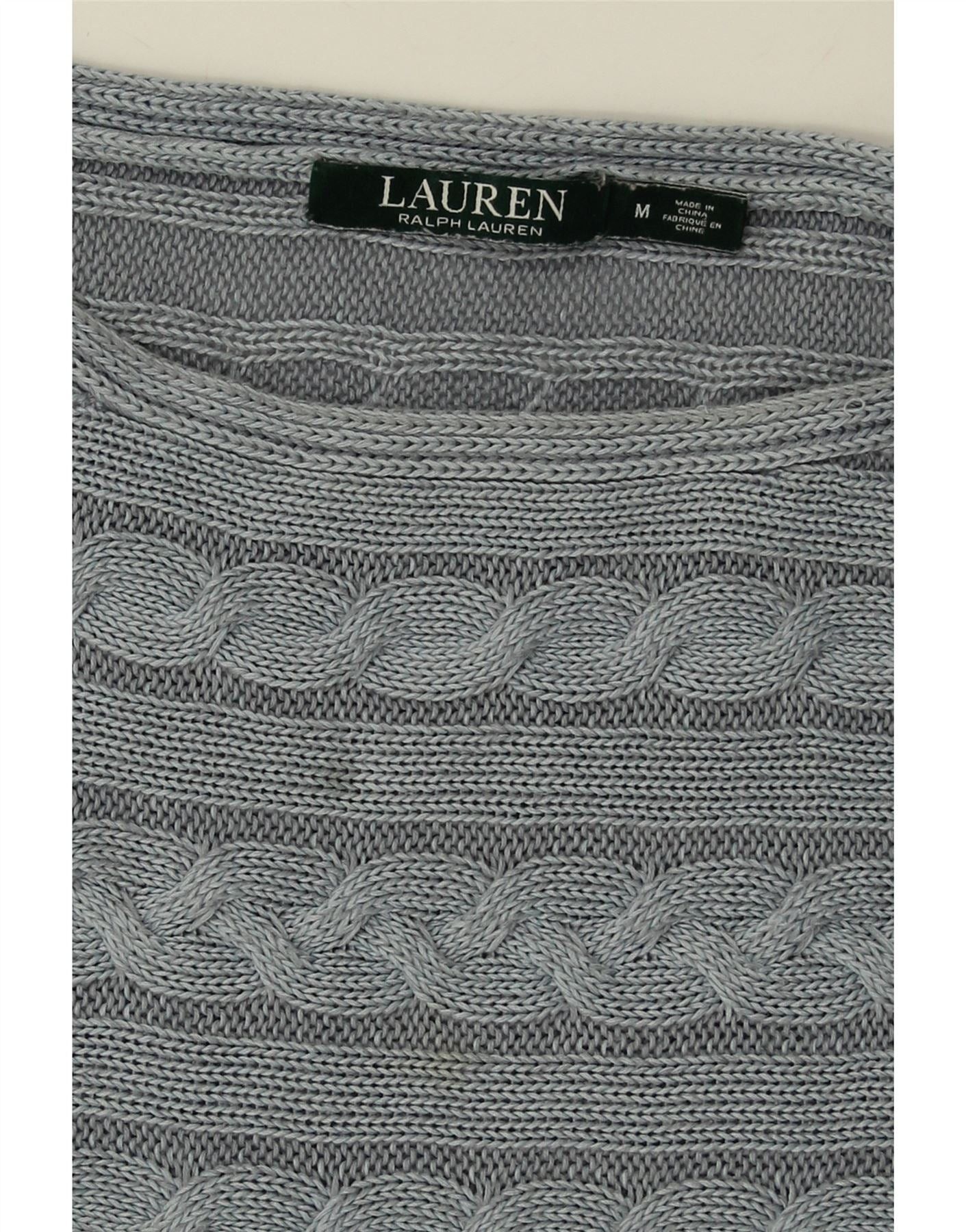Ralph Lauren Womens Boat Neck Jumper Sweater UK 12 Medium Grey Cotton Size M / US 6-8 / IT 42-44 - 4 Thumbnail