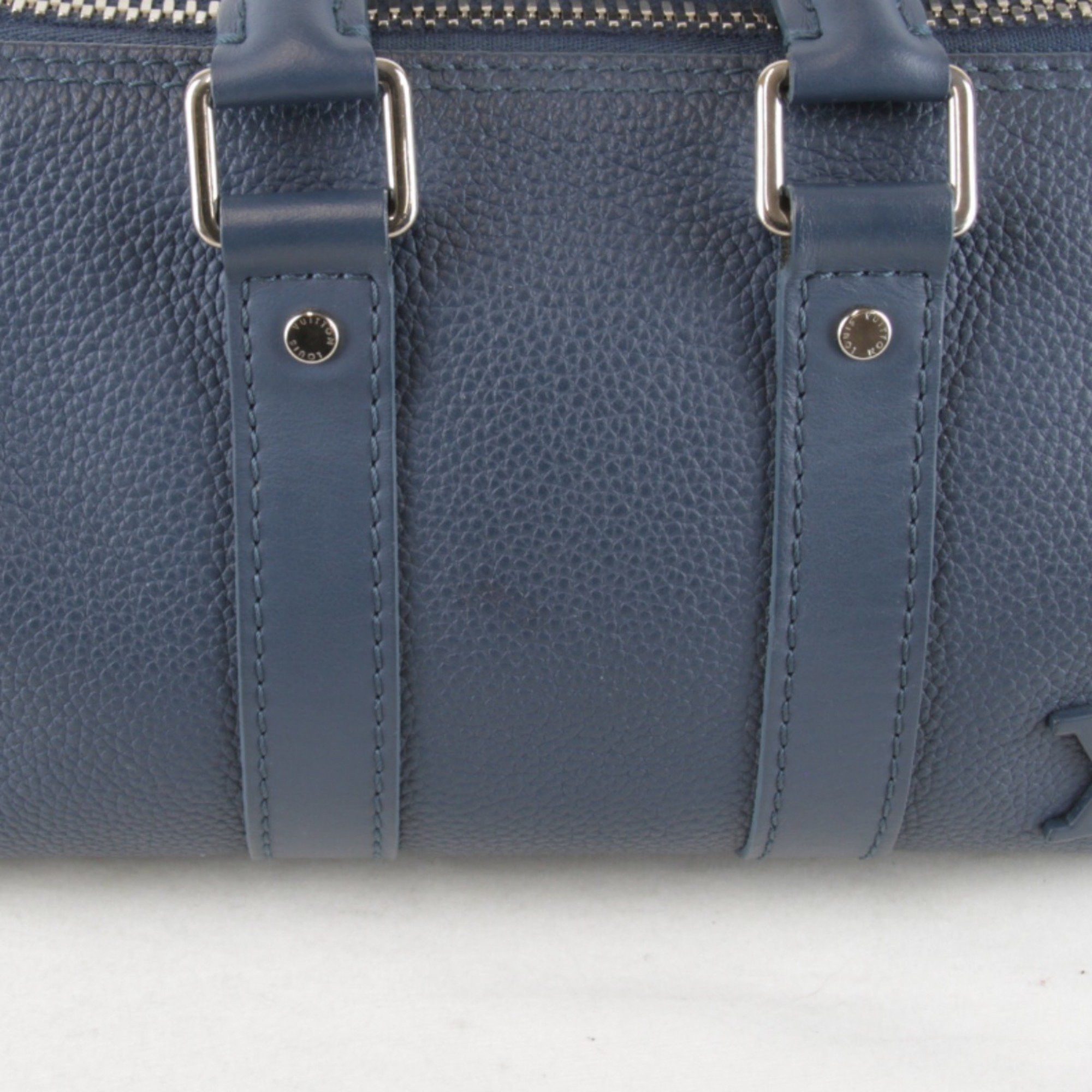 Louis Vuitton LOUIS VUITTON Aerogram Keepall XS Shoulder Bag with IC Chip, M81003, Leather Handbag, Blue, Women's Size ONE SIZE - 9 Thumbnail
