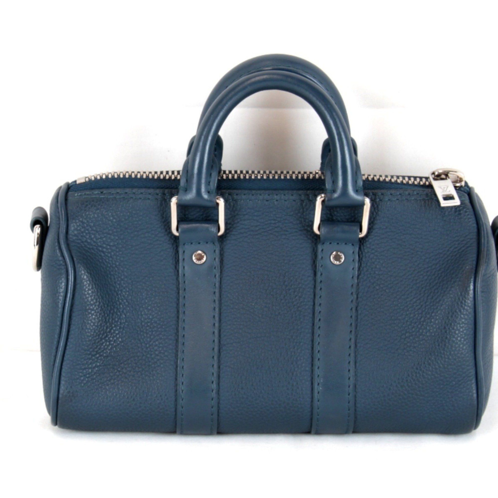 Louis Vuitton LOUIS VUITTON Aerogram Keepall XS Shoulder Bag with IC Chip, M81003, Leather Handbag, Blue, Women's Size ONE SIZE - 2 Thumbnail